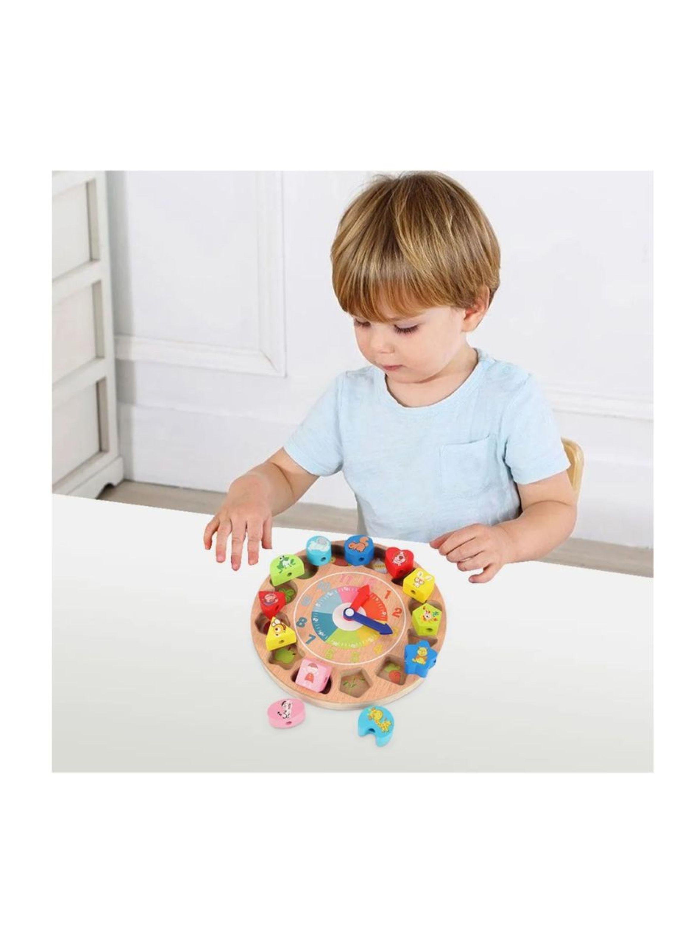 Reloj De Encaje De Madera Juguete Para Niños-3