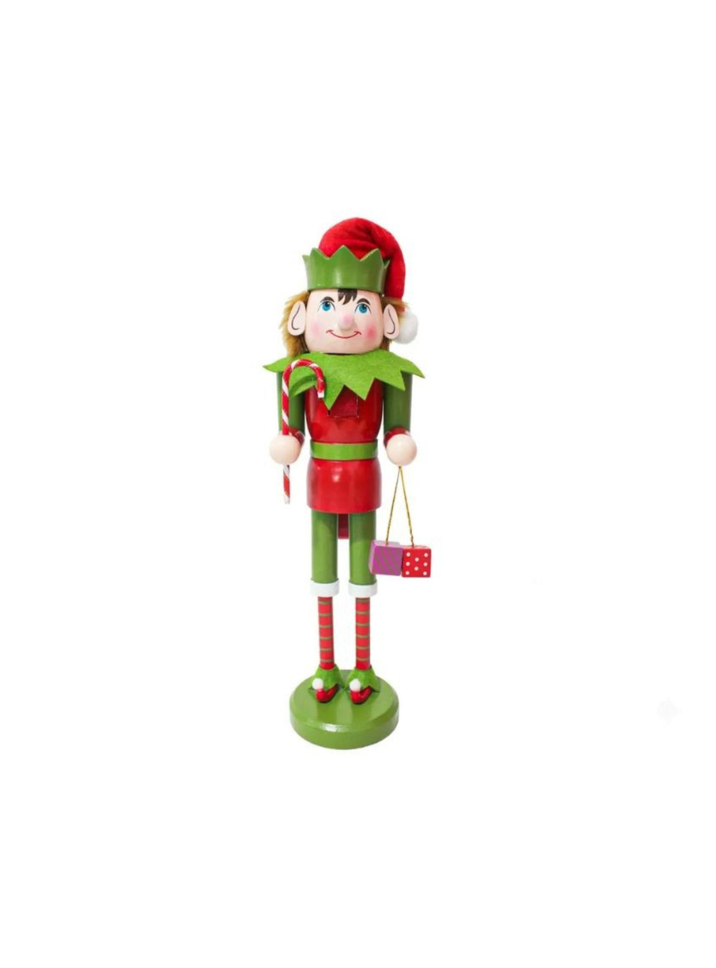 Cascanueces Navideño De Madera Diseño Duende Elfo 39cm-0