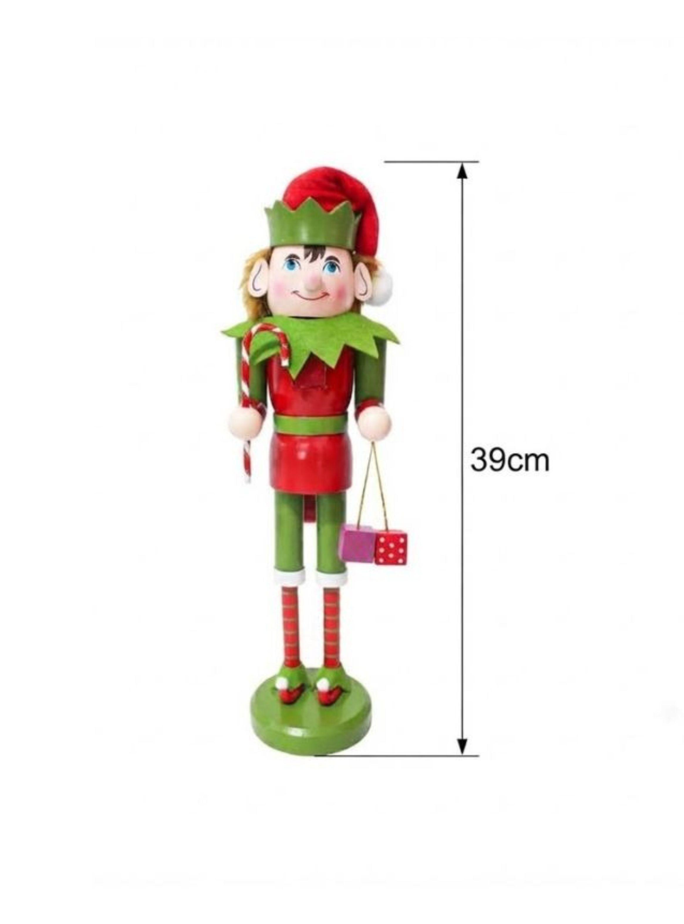 Cascanueces Navideño De Madera Diseño Duende Elfo 39cm-1