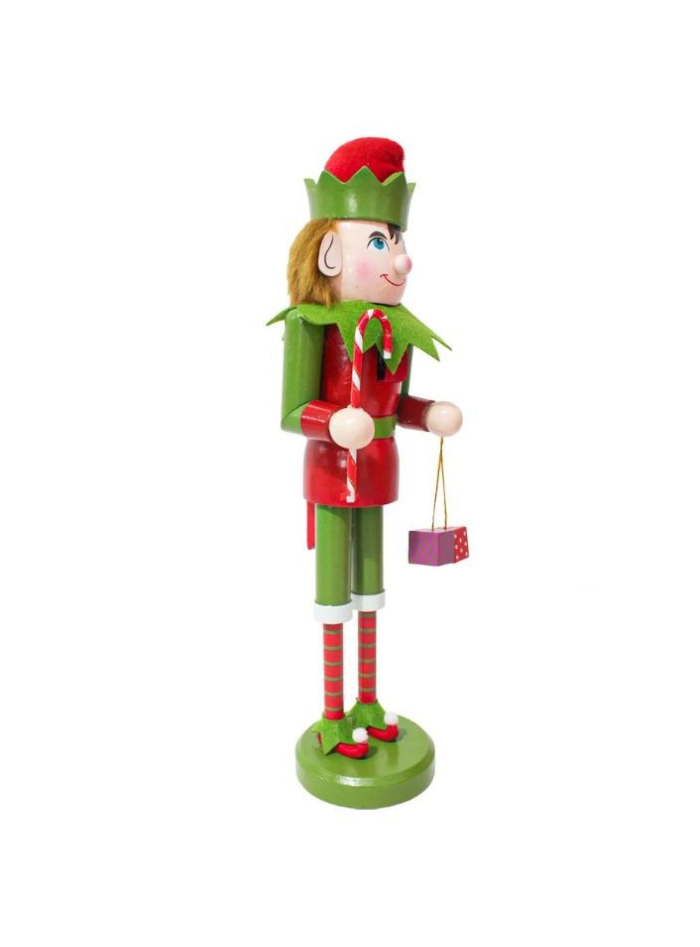 Cascanueces Navideño De Madera Diseño Duende Elfo 39cm-2
