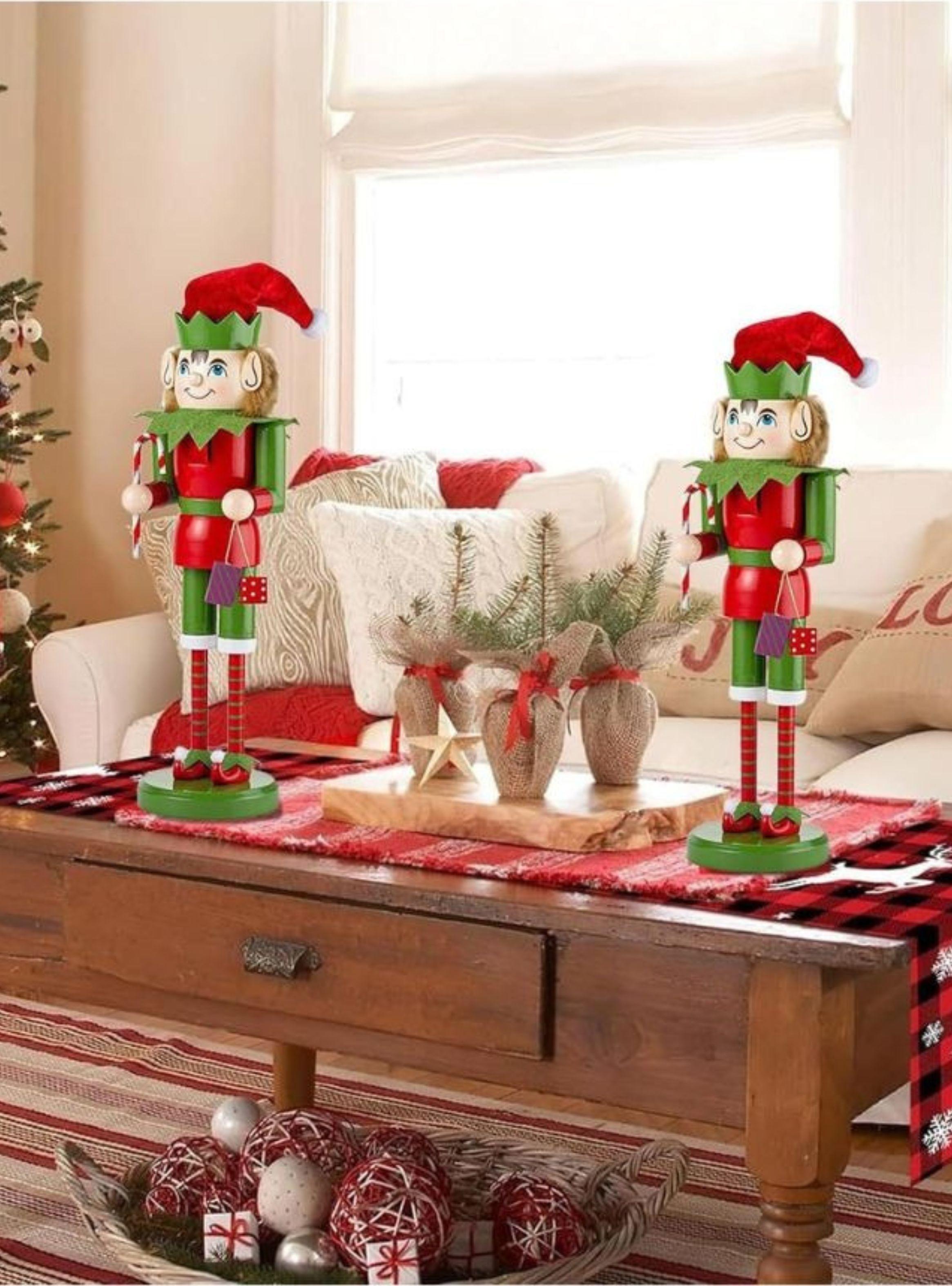 Cascanueces Navideño De Madera Diseño Duende Elfo 39cm-4
