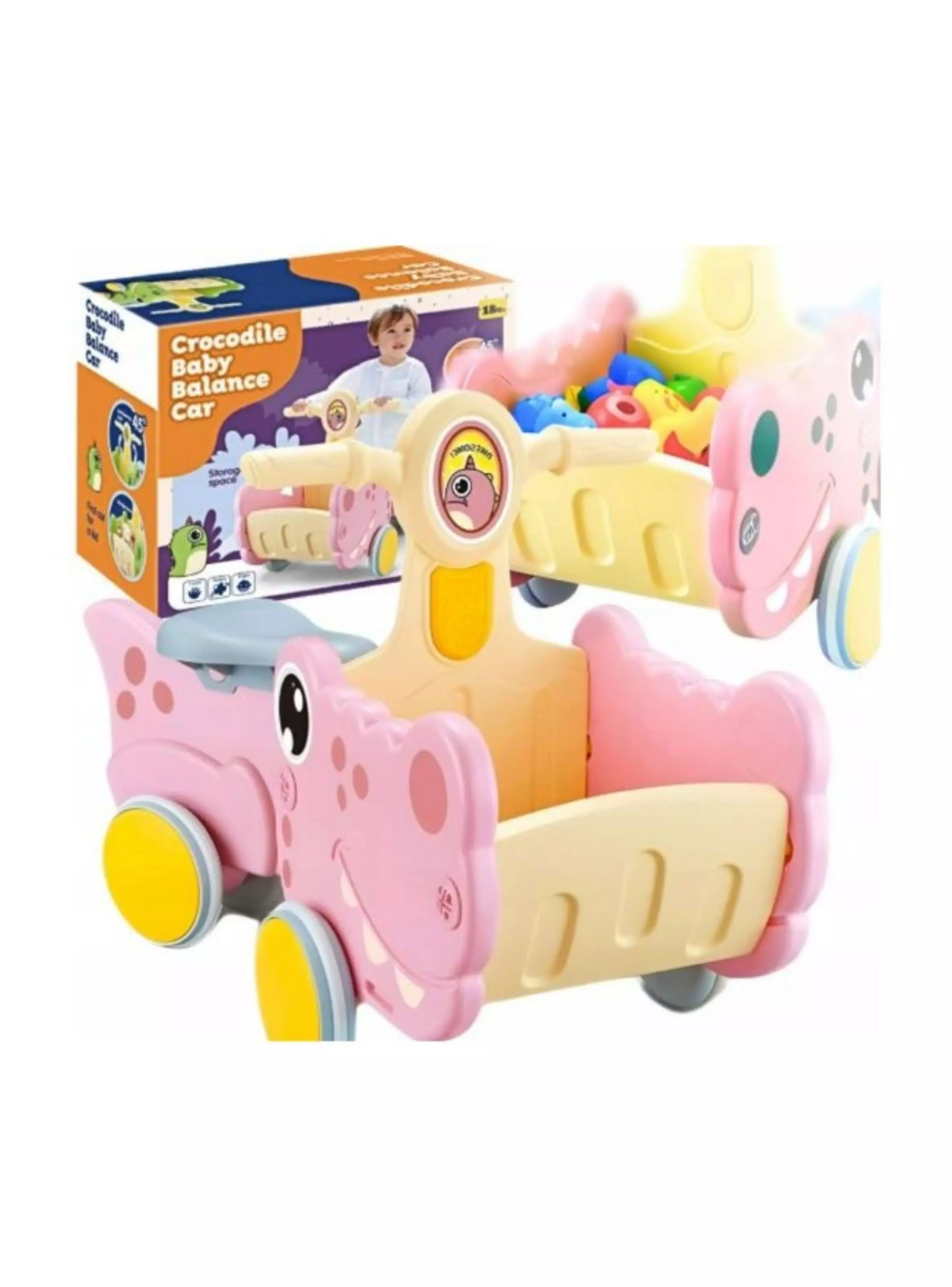 Andador Correpasillos Para Bebes Dinosaurio Con Canasto Rosa-4