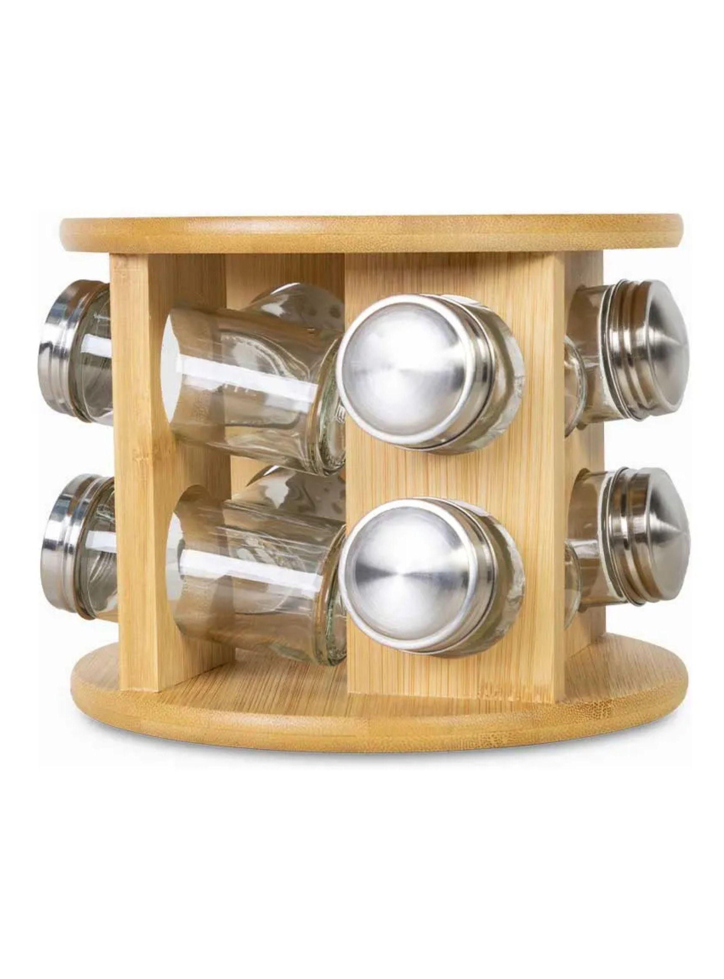 Especiero Giratorio Bambú Organizador Cocina 8 Frascos-2