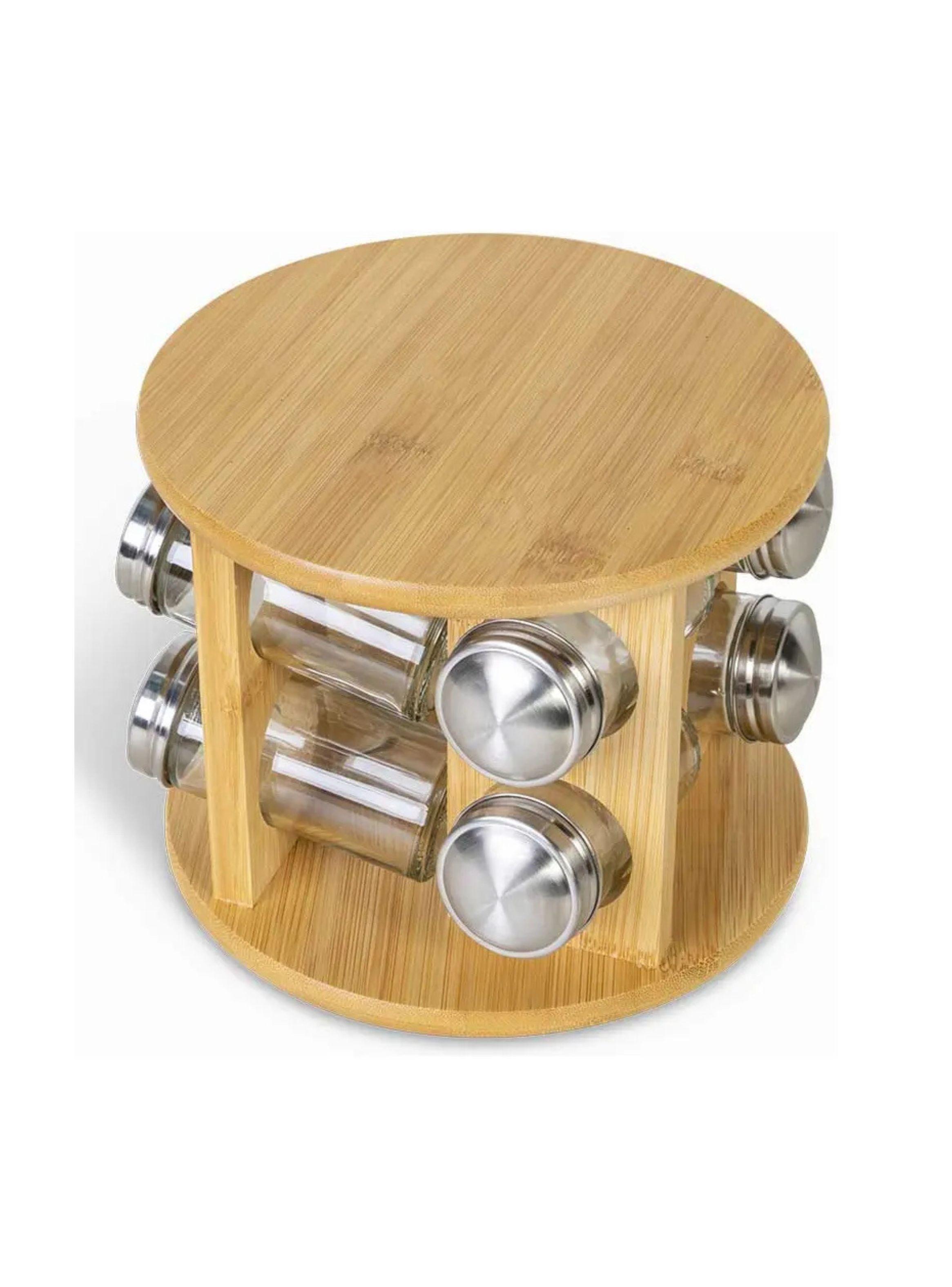 Especiero Giratorio Bambú Organizador Cocina 8 Frascos-3