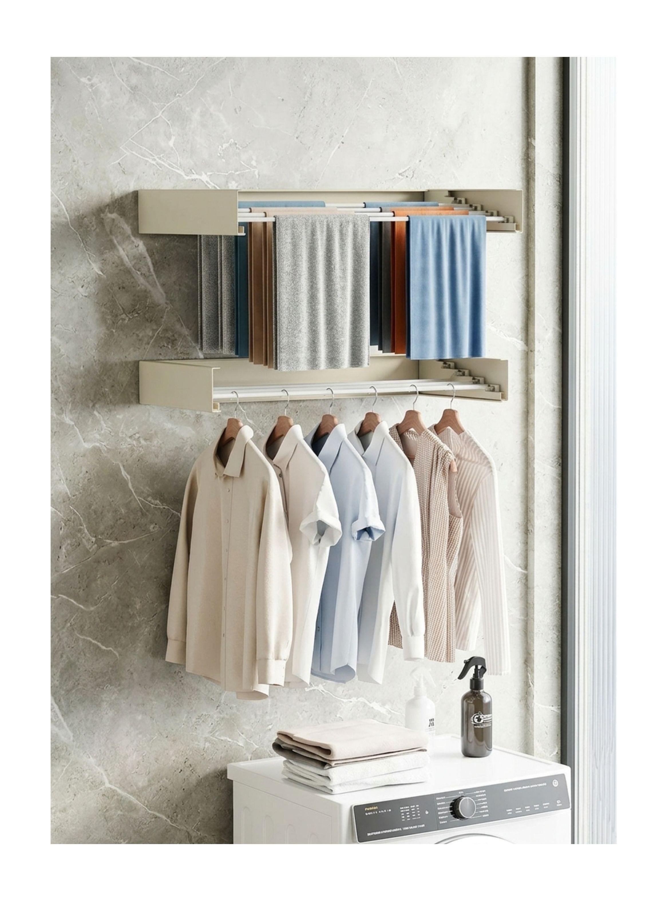 Tendedero Retráctil De Pared Extensible Toallas Baño Ropa-2