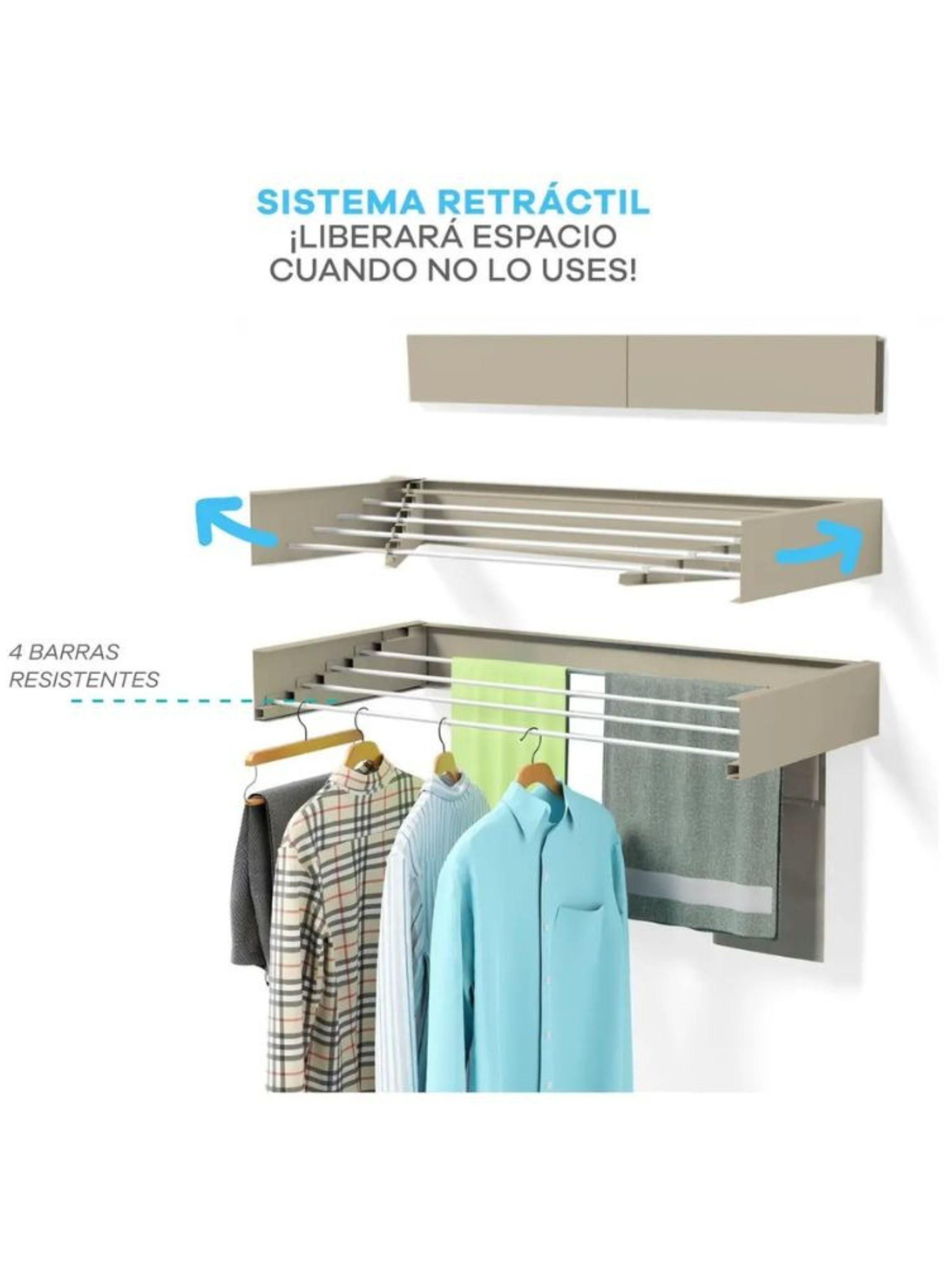 Tendedero Retráctil De Pared Extensible Toallas Baño Ropa-5