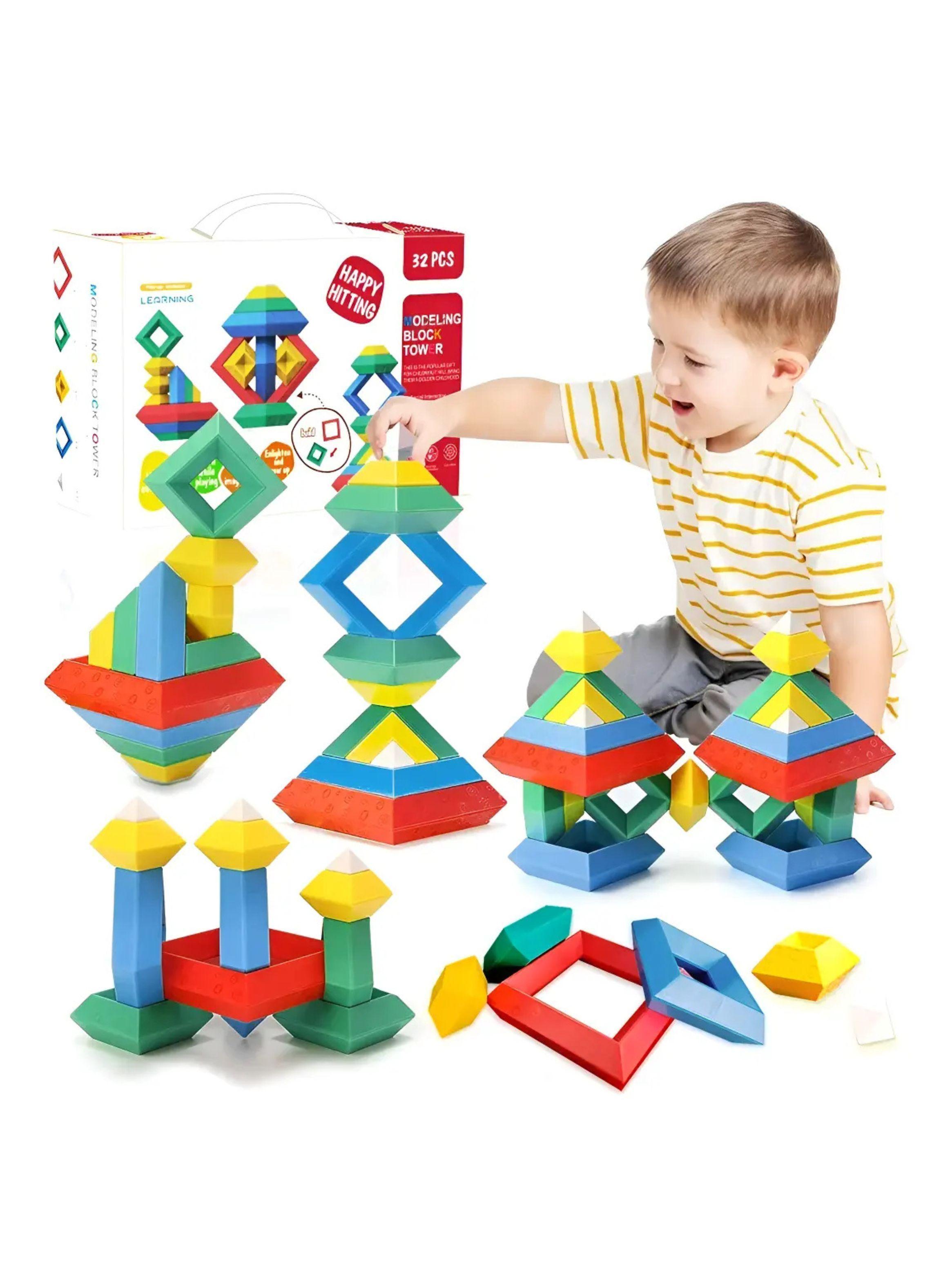 Juguete Armable Didáctico Torre De Bloques 32 Piezas Niños-0