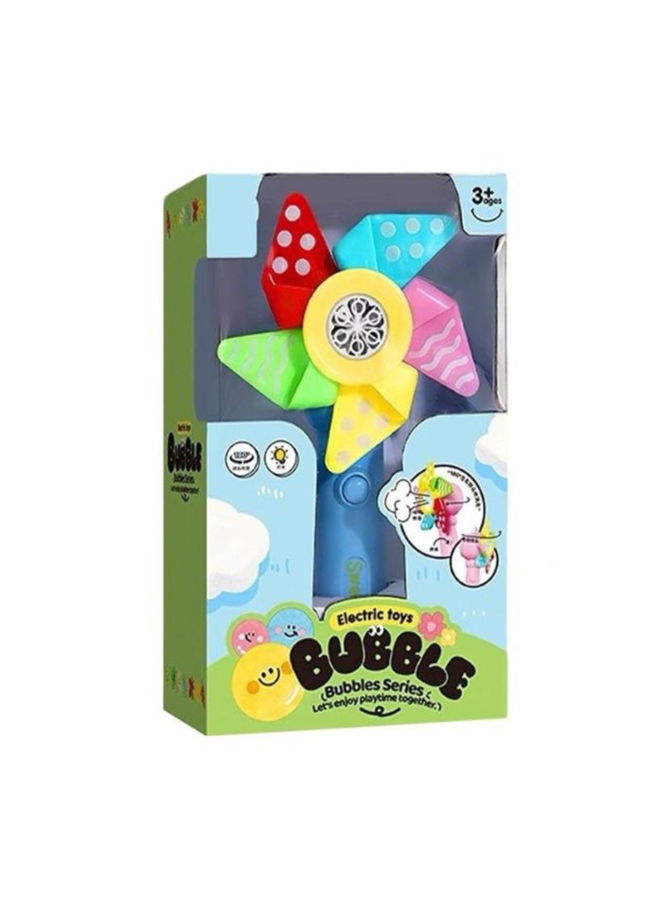 Varita Molinillo Burbujas Eléctrica Luz Multicolor Juguete Exterior Azul-1