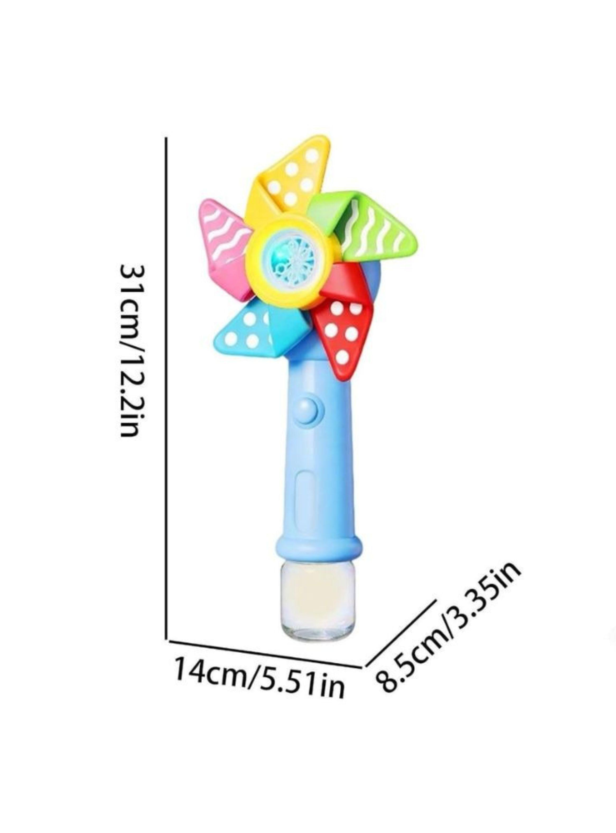 Varita Molinillo Burbujas Eléctrica Luz Multicolor Juguete Exterior Azul-2