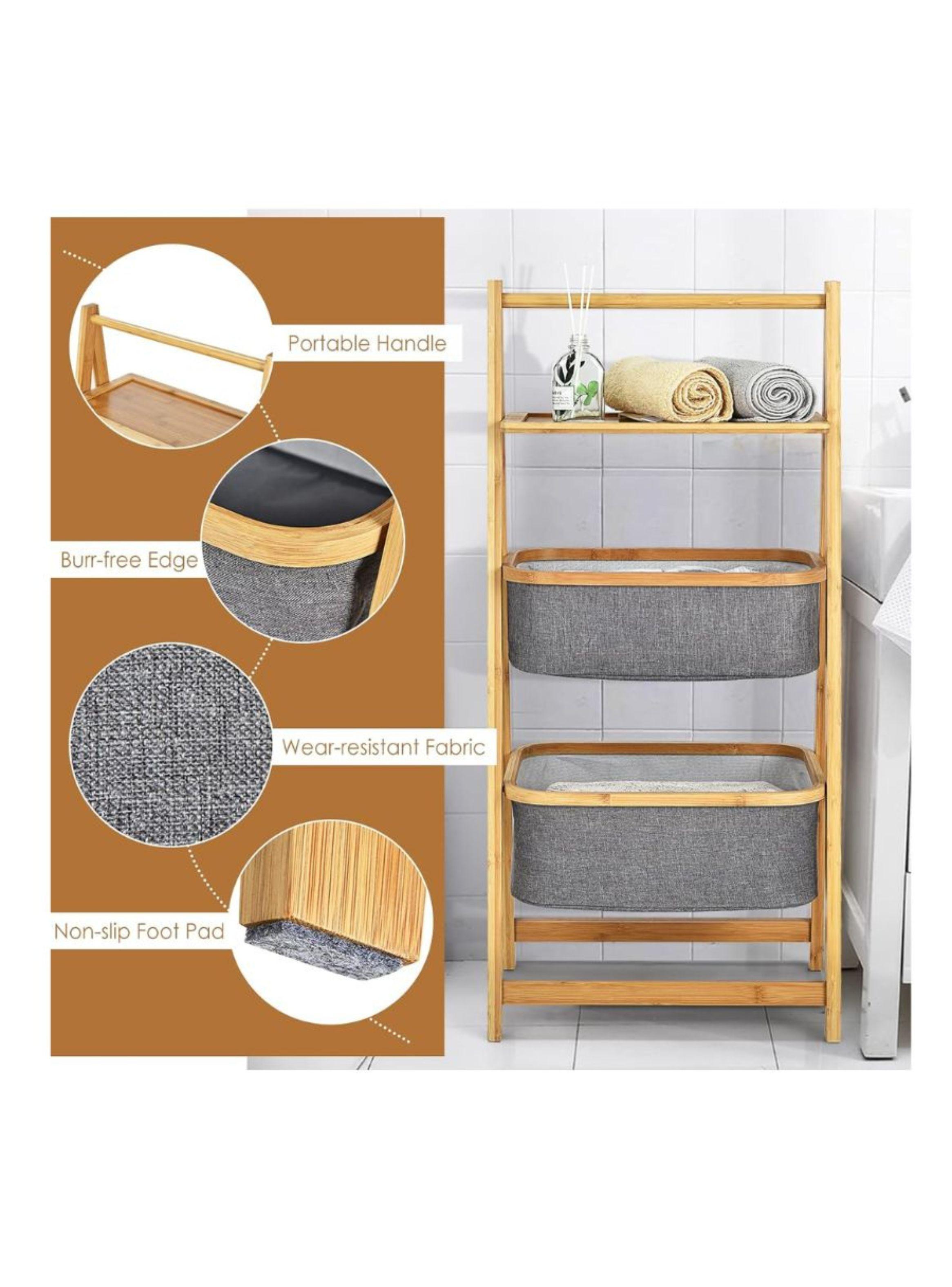 Estante Plegable Cesta De Bambú -2