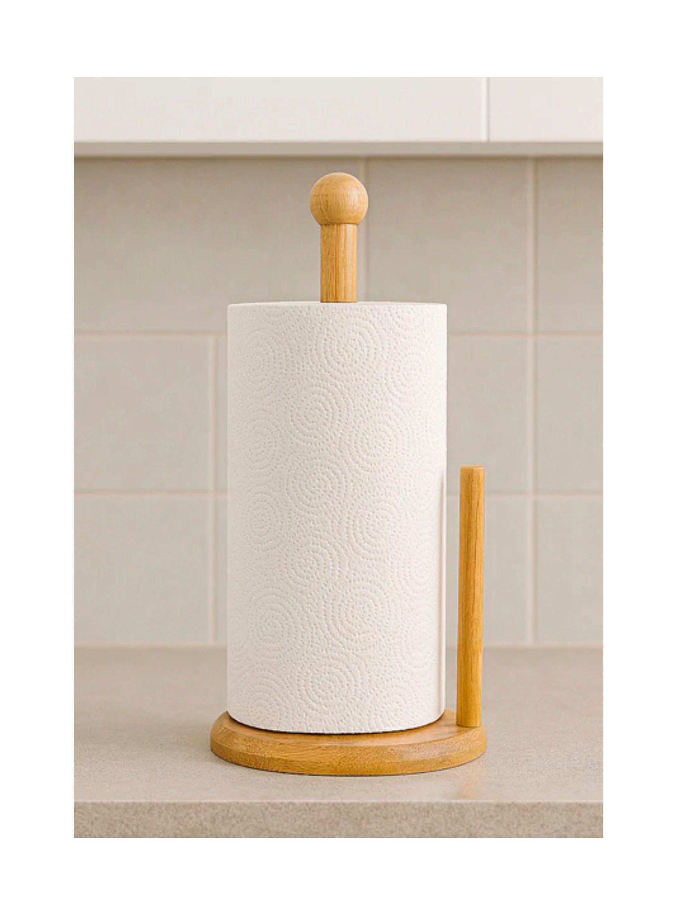 Portarrollos De Cocina Madera Bambú Soporte Toalla Nova 30x15cm-4