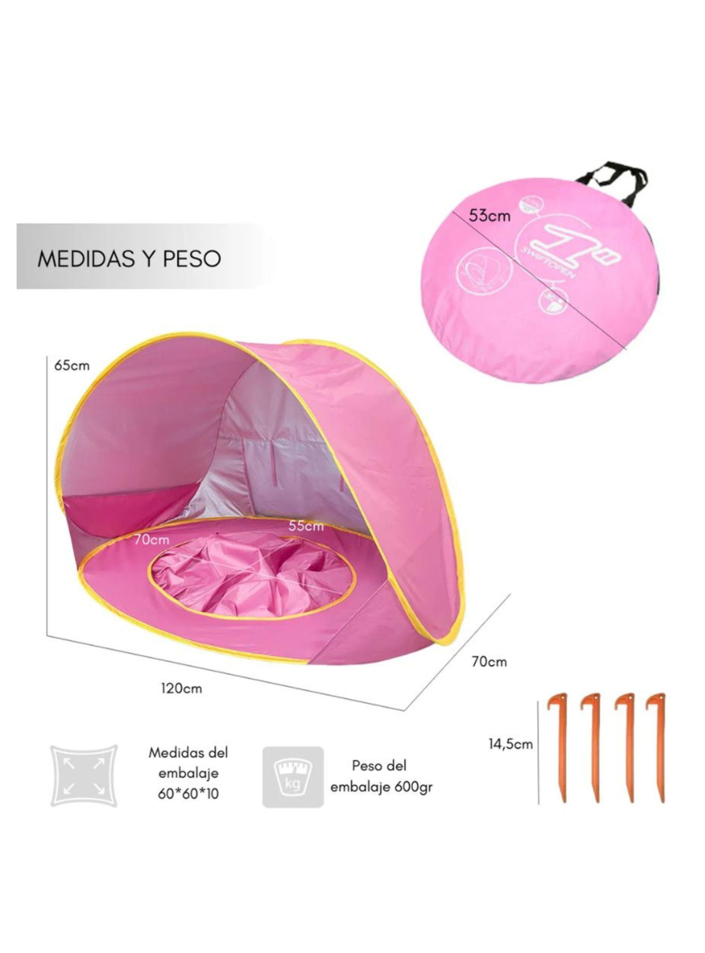 Carpa Niños Piscina Plegable Playa Verano Color Rosa-2