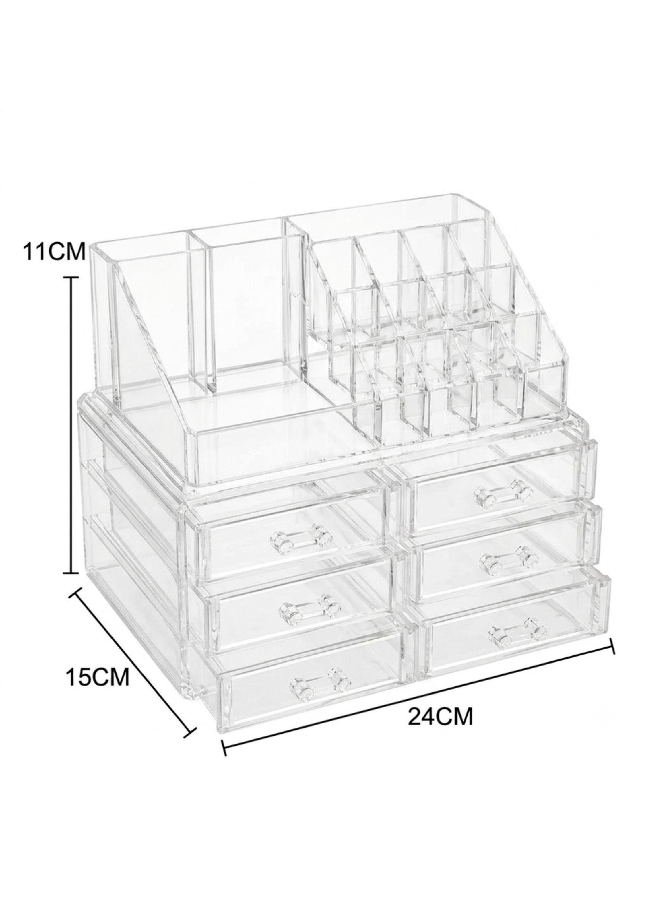 Organizador Cosméticos Acrílico 3 Cajones Maquillaje Transparente-1