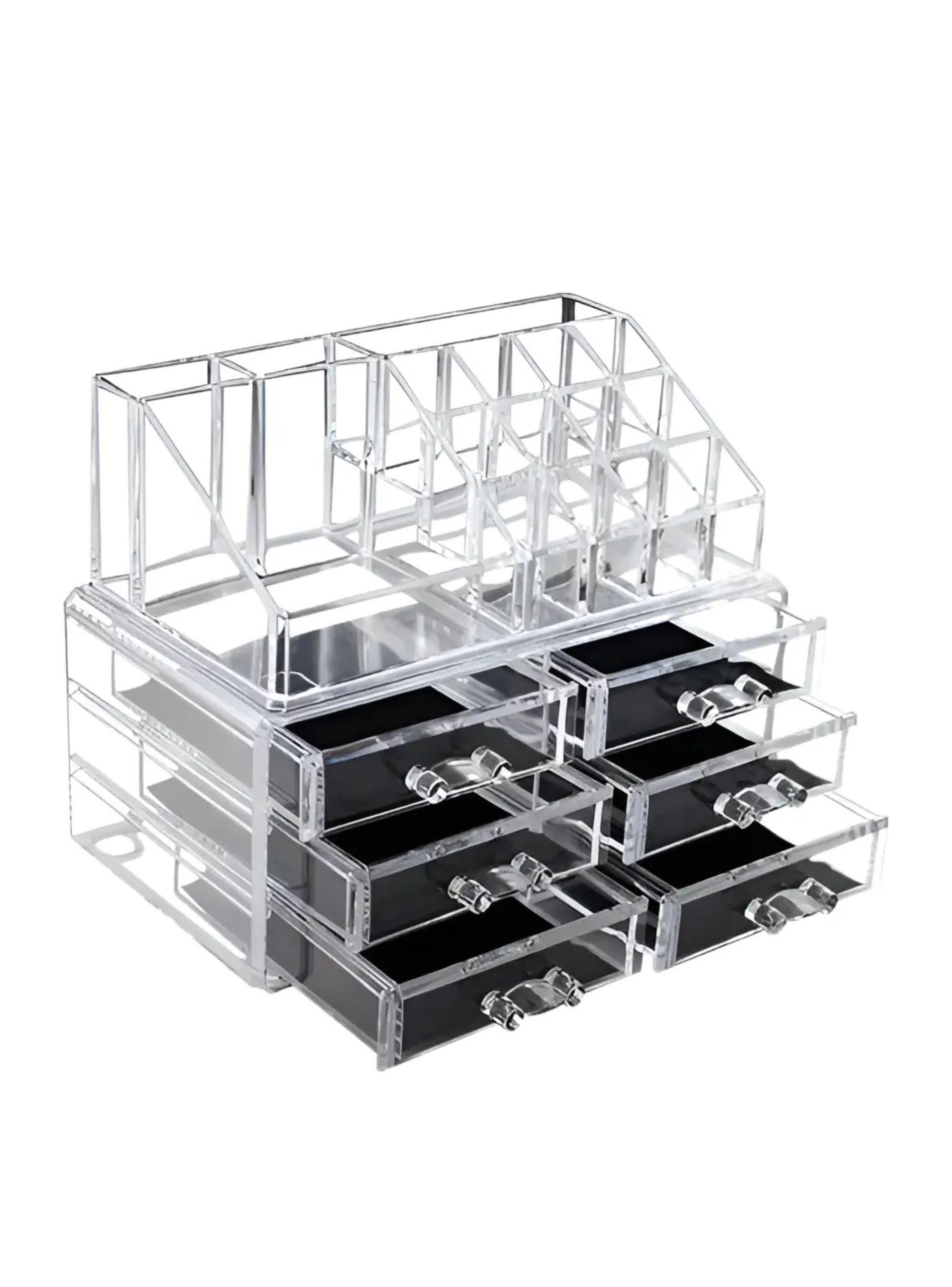Organizador Cosméticos Acrílico 3 Cajones Maquillaje Transparente-2