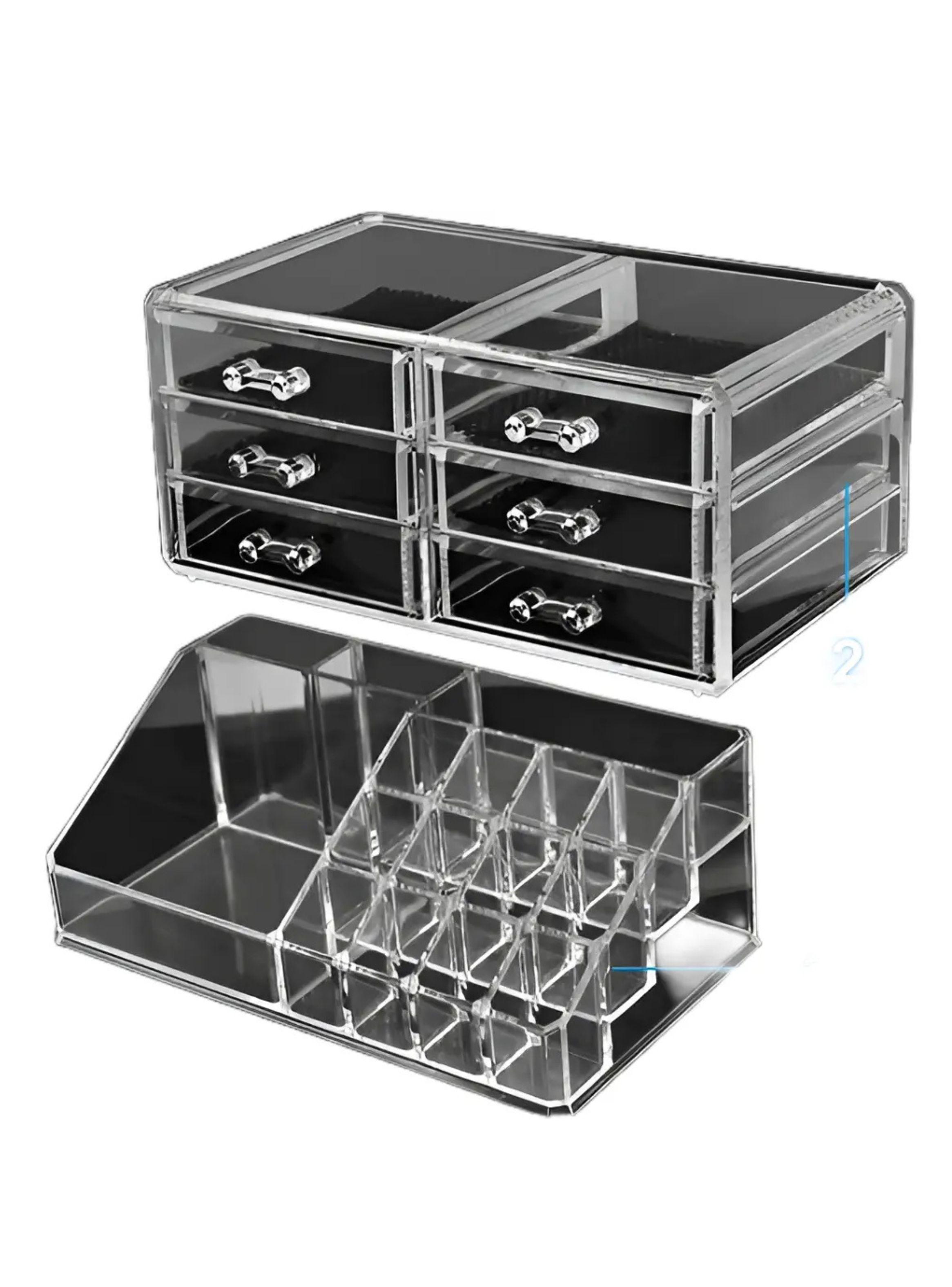 Organizador Cosméticos Acrílico 3 Cajones Maquillaje Transparente-3