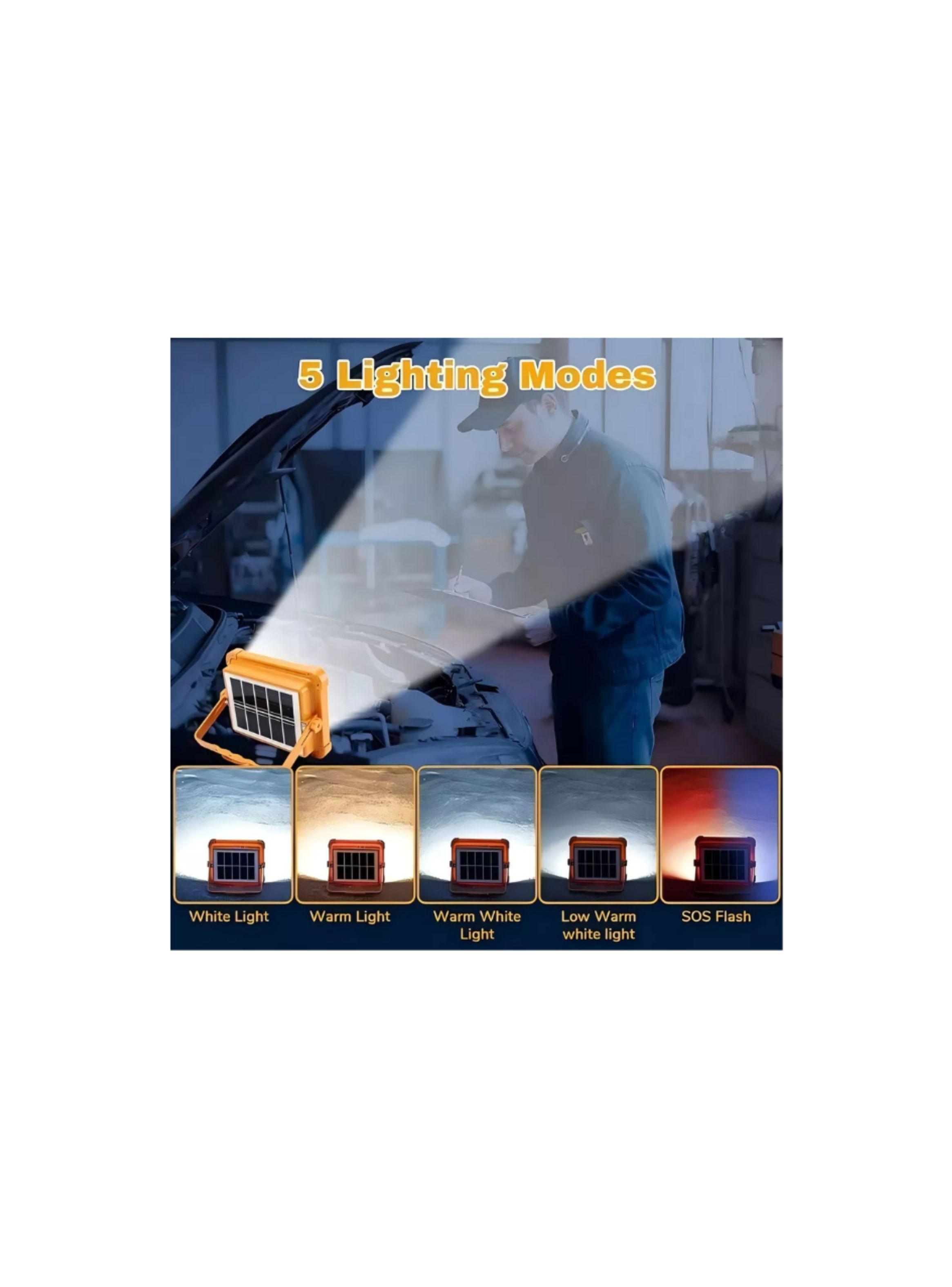 Lampara Reflector De Emergencia 100w Con Panel Solar-4