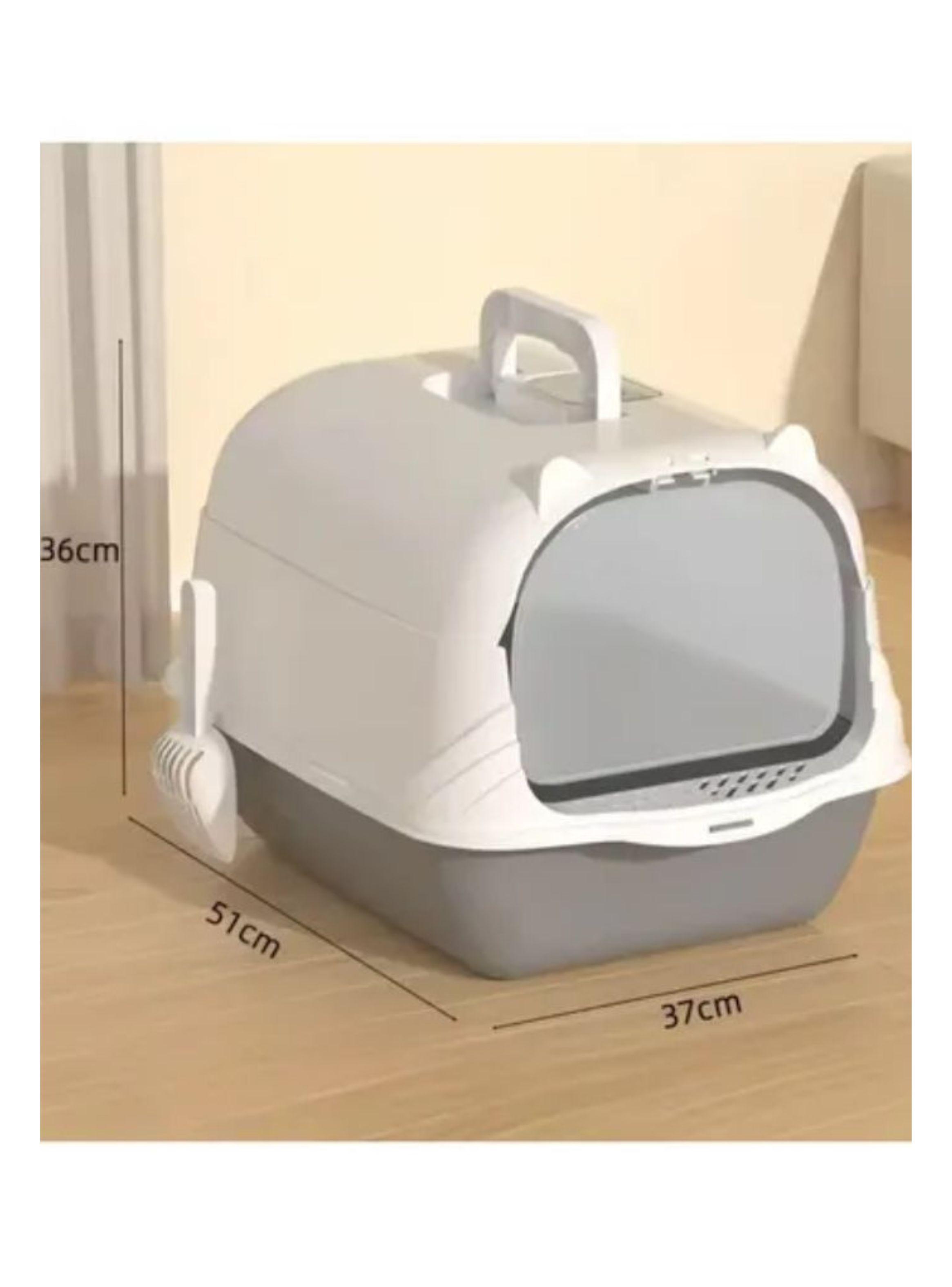 Arenero Baño Sanitario De Gatos Tapa Plegable Grande Gris-2