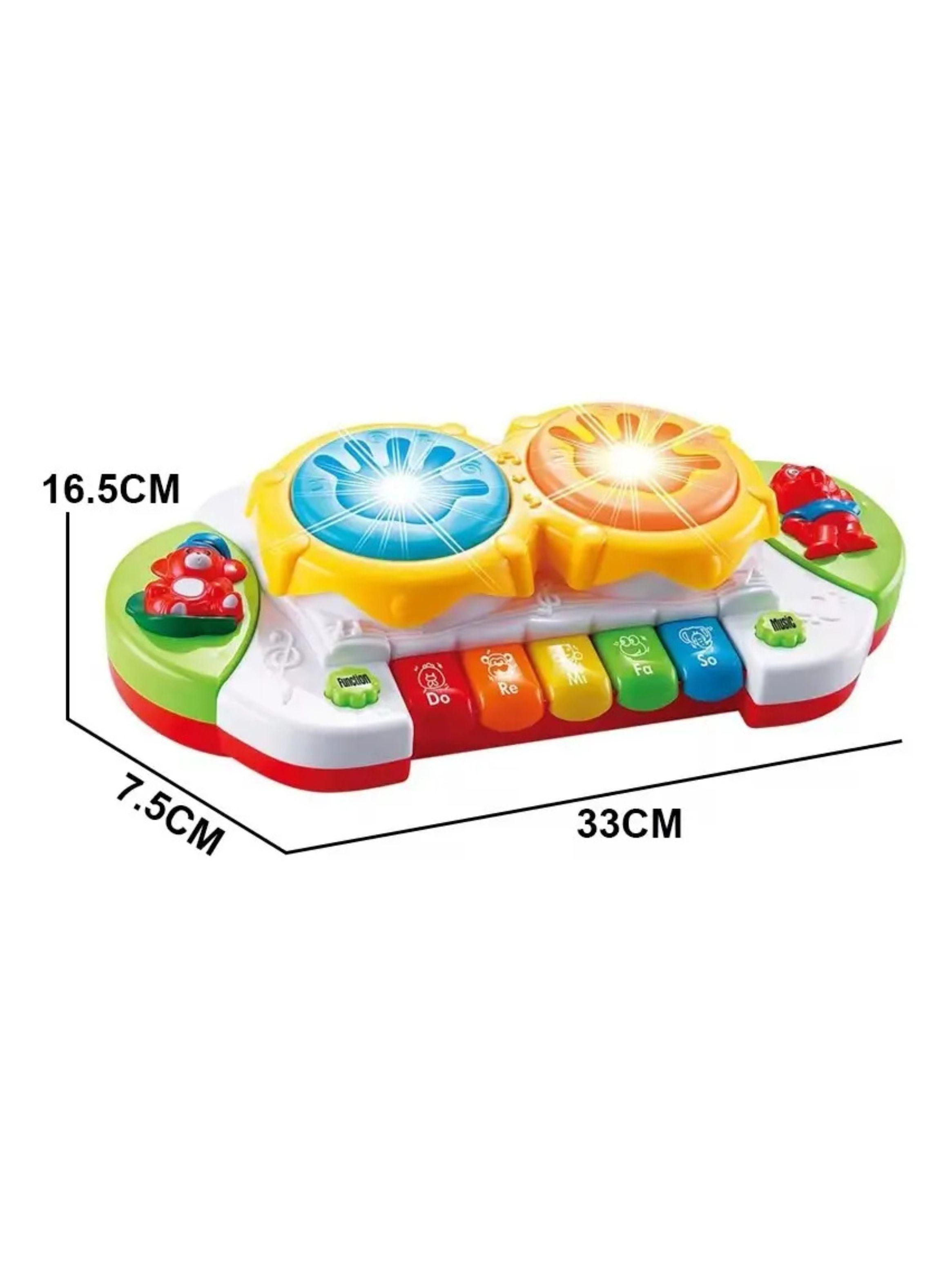 Juguete Piano y Tambor Musical Interactivo con Luces y Sonido para Bebés-1