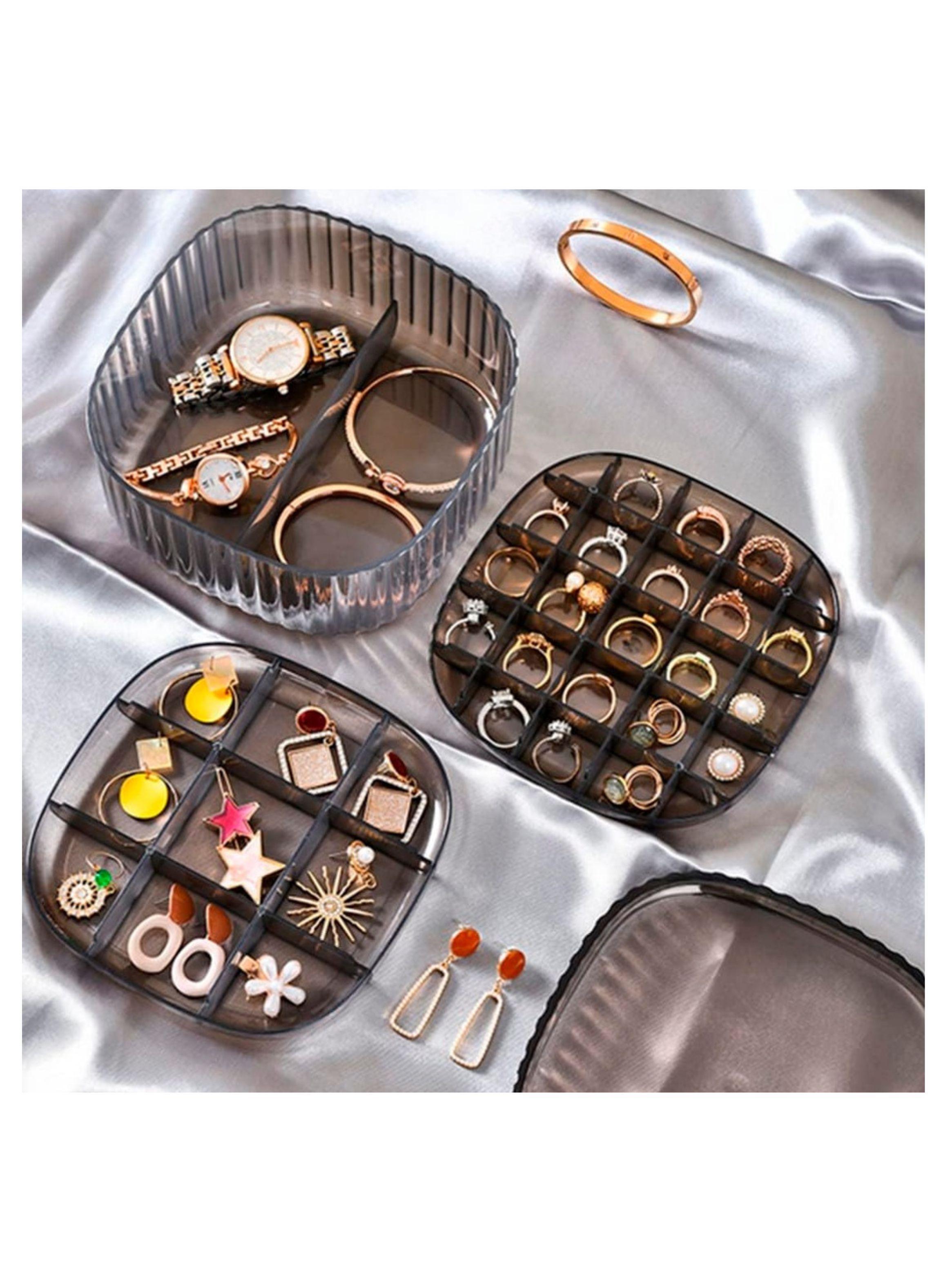 Organizador De Joyero De 3 Capas Con Cubierta Transparente-2