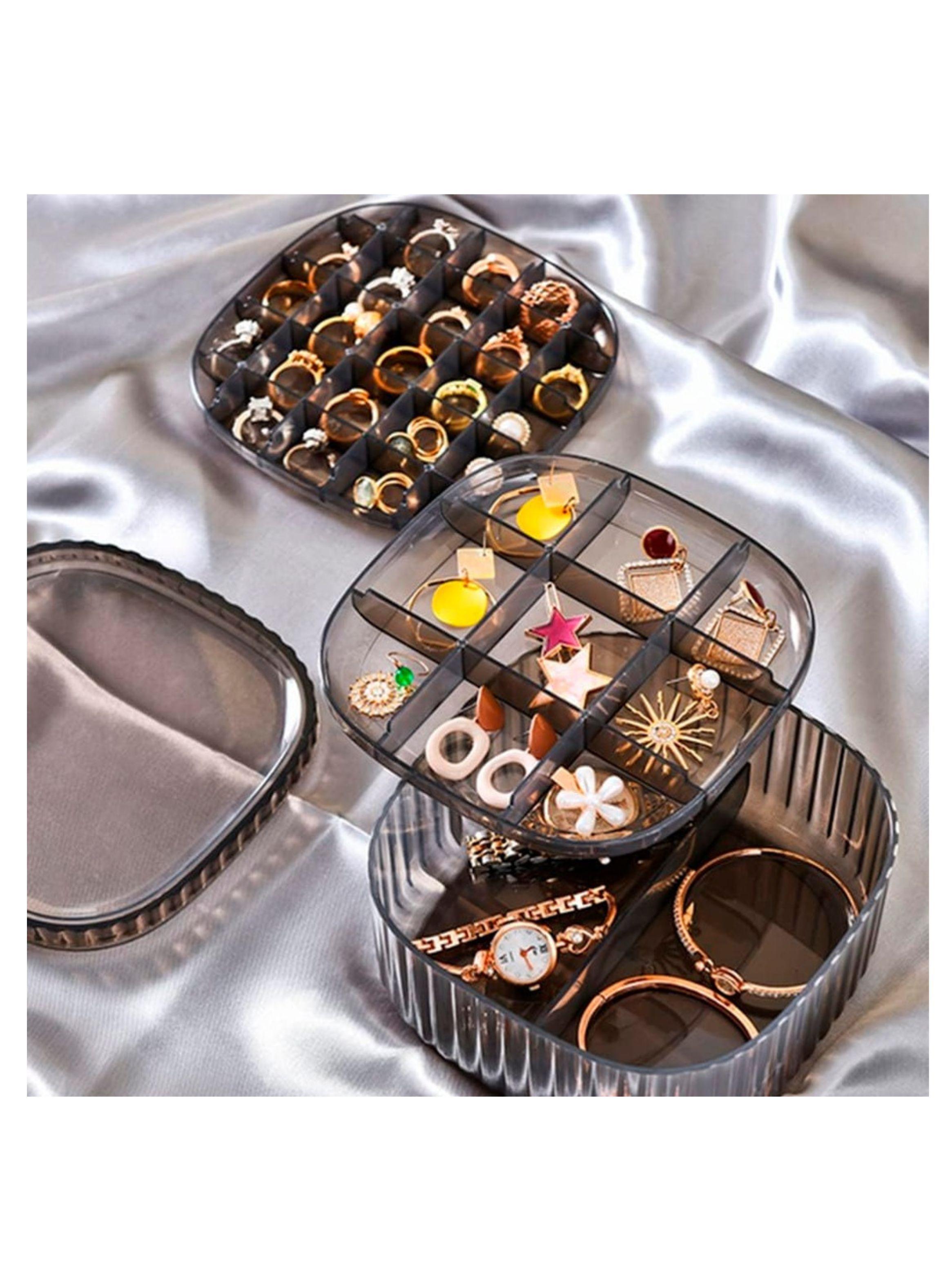 Organizador De Joyero De 3 Capas Con Cubierta Transparente-4