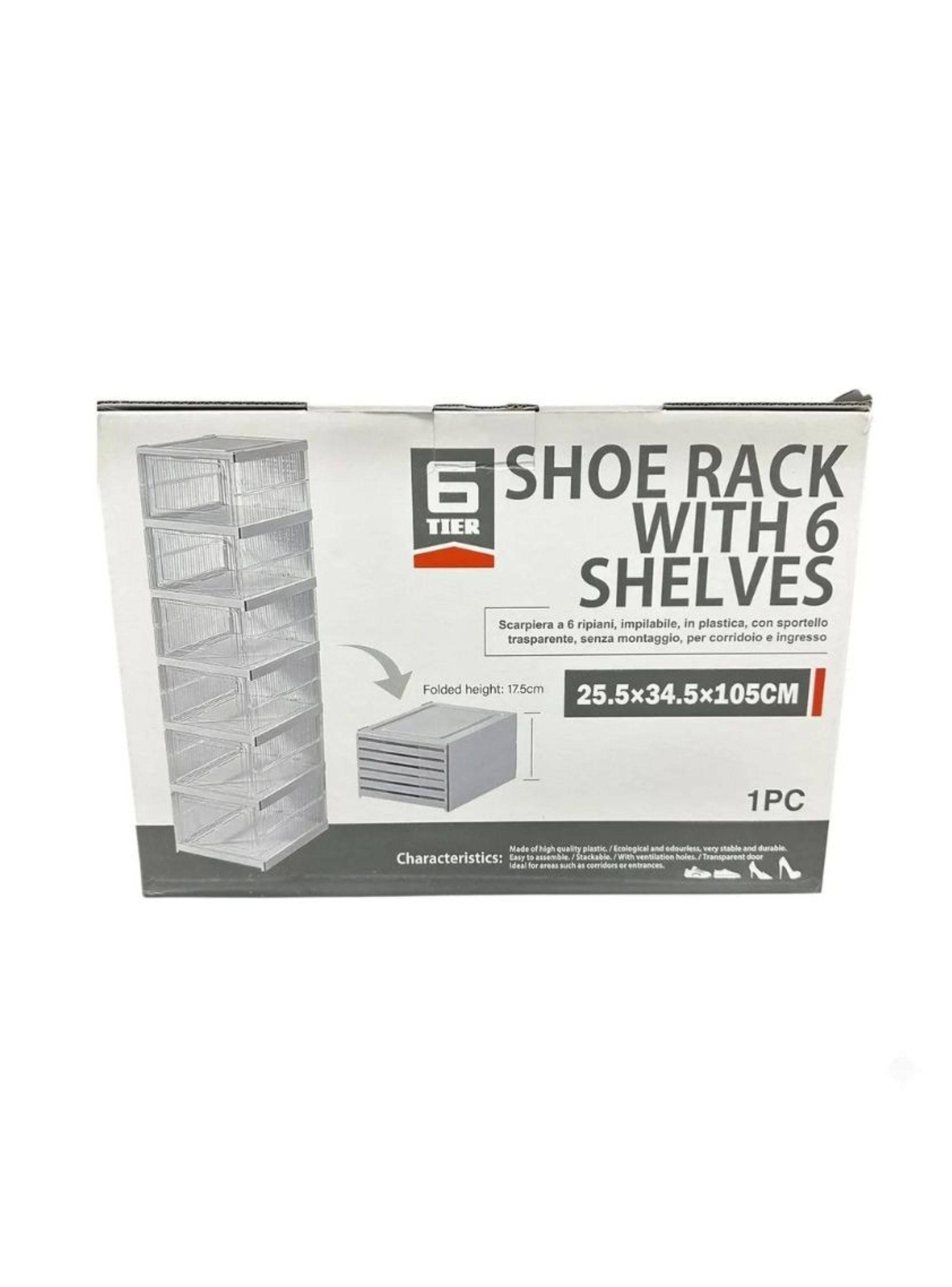 Organizador De Zapatos Plegable 6 Niveles Caja Transparente-2
