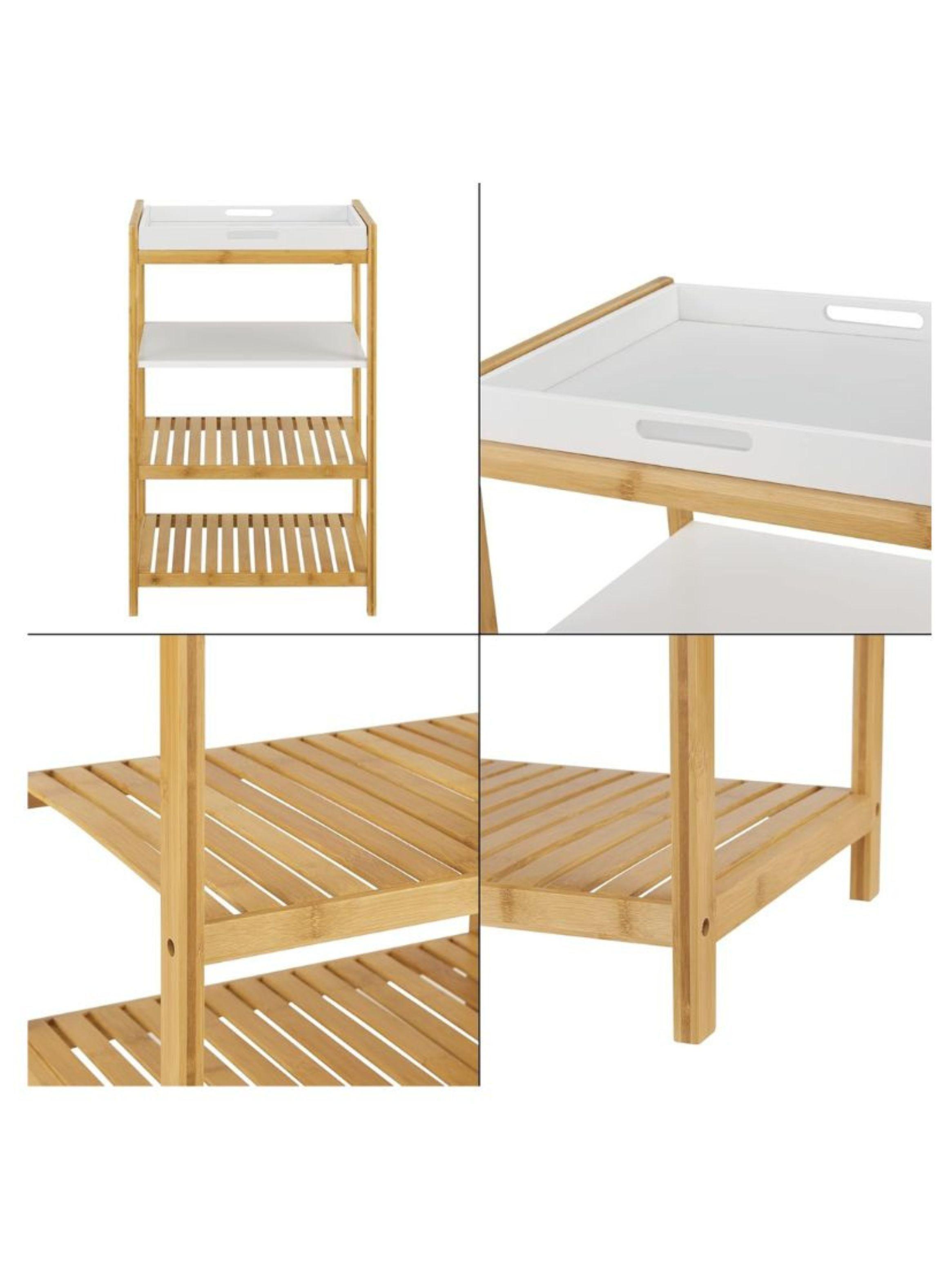 Estante De Almacenamiento 4 Niveles Bambú Bandeja Extraibe-3