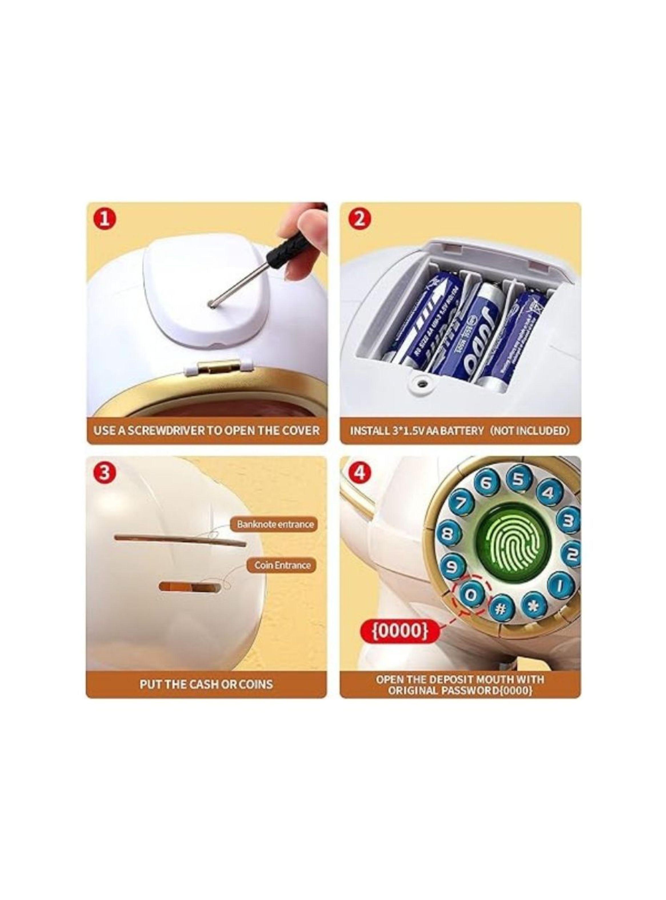 Hucha Alcancia Infantil Electronico con Contraseña y Huella-2