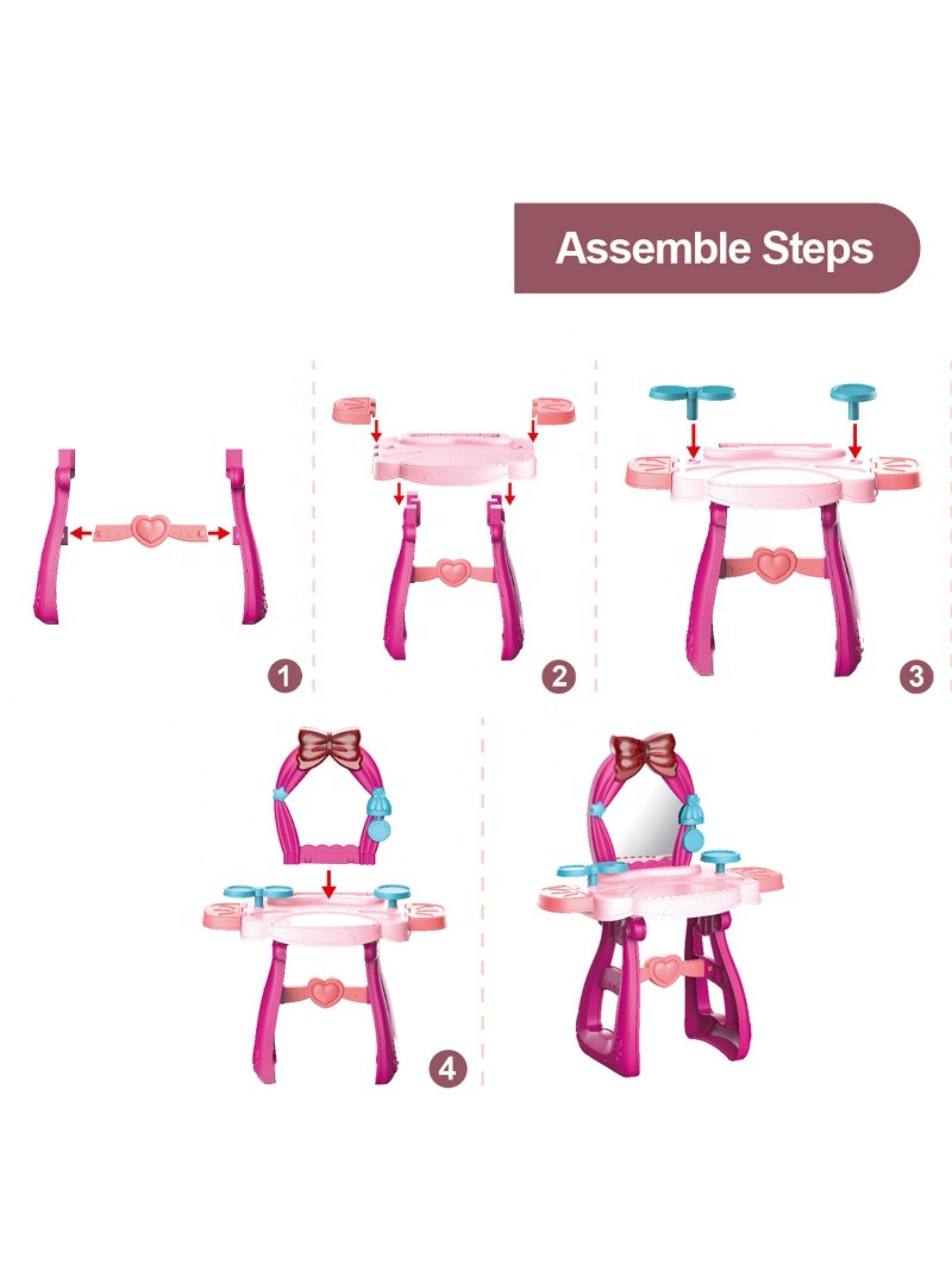 Tocador De Juguete Niñas Espejo Musical 36 Piezas Con Silla-2