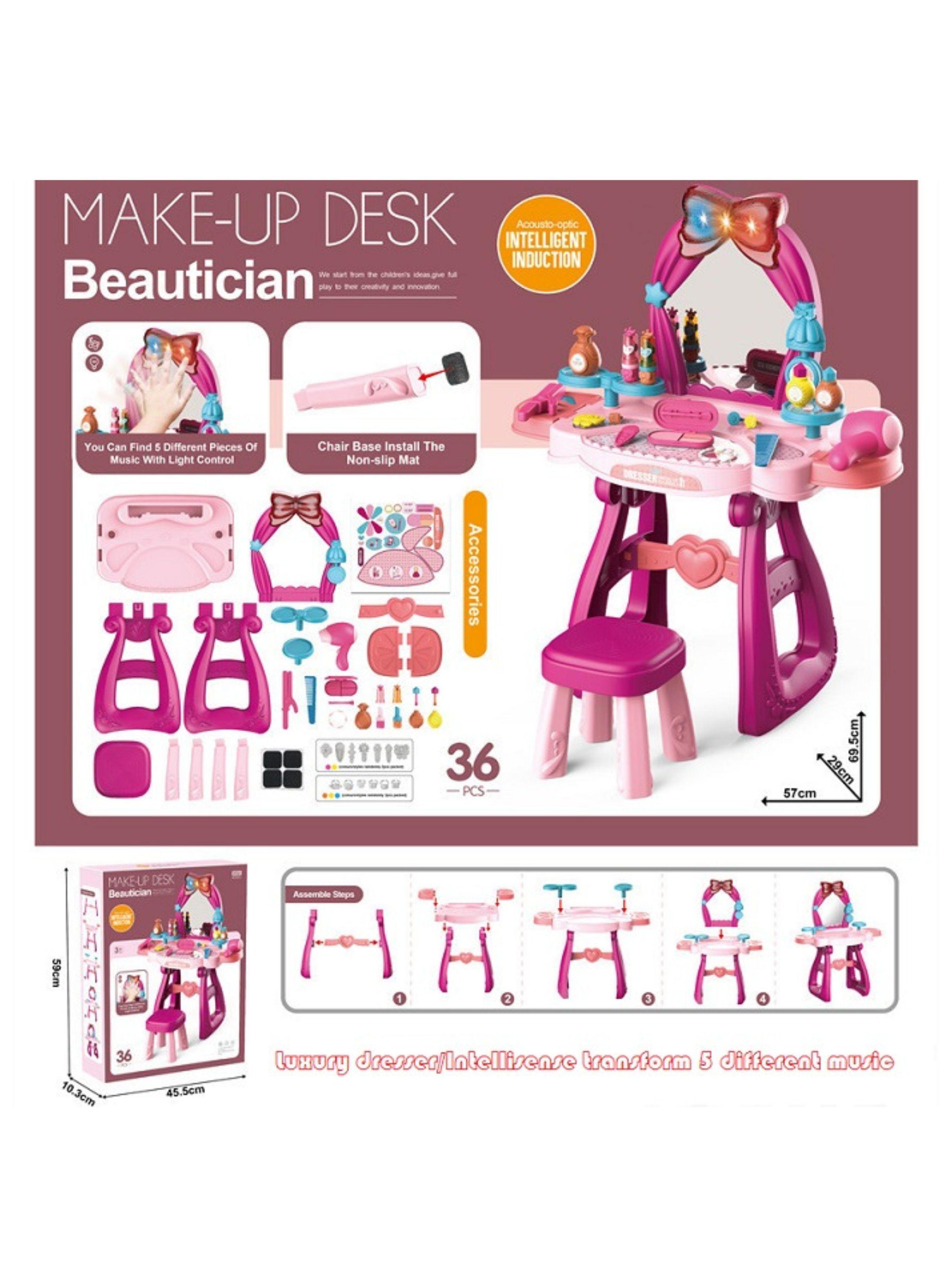 Tocador De Juguete Niñas Espejo Musical 36 Piezas Con Silla-5