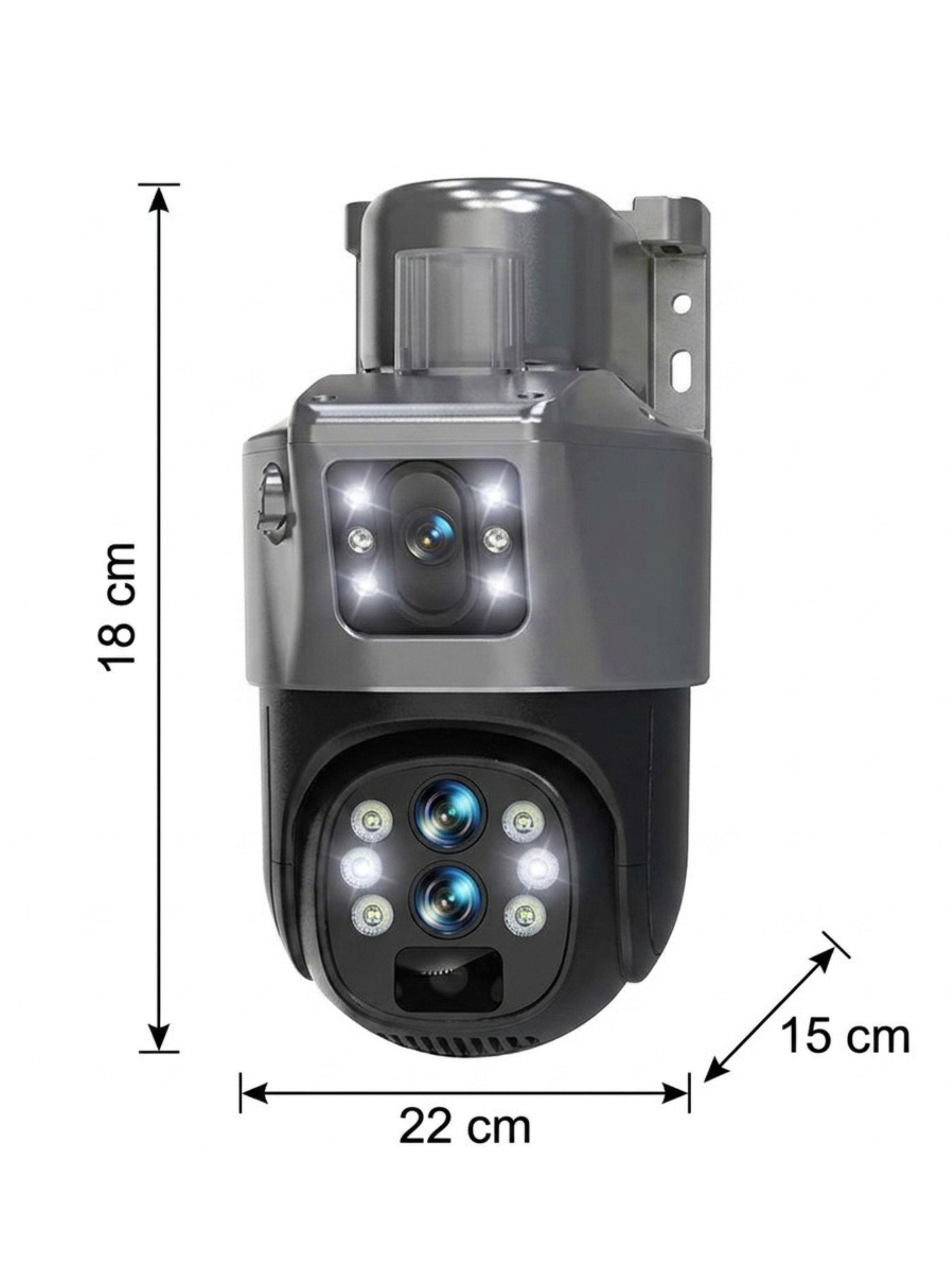  Cámara de Seguridad Exterior Solar WiFi con Doble Pantalla Vigilancia 360° y Visión -3