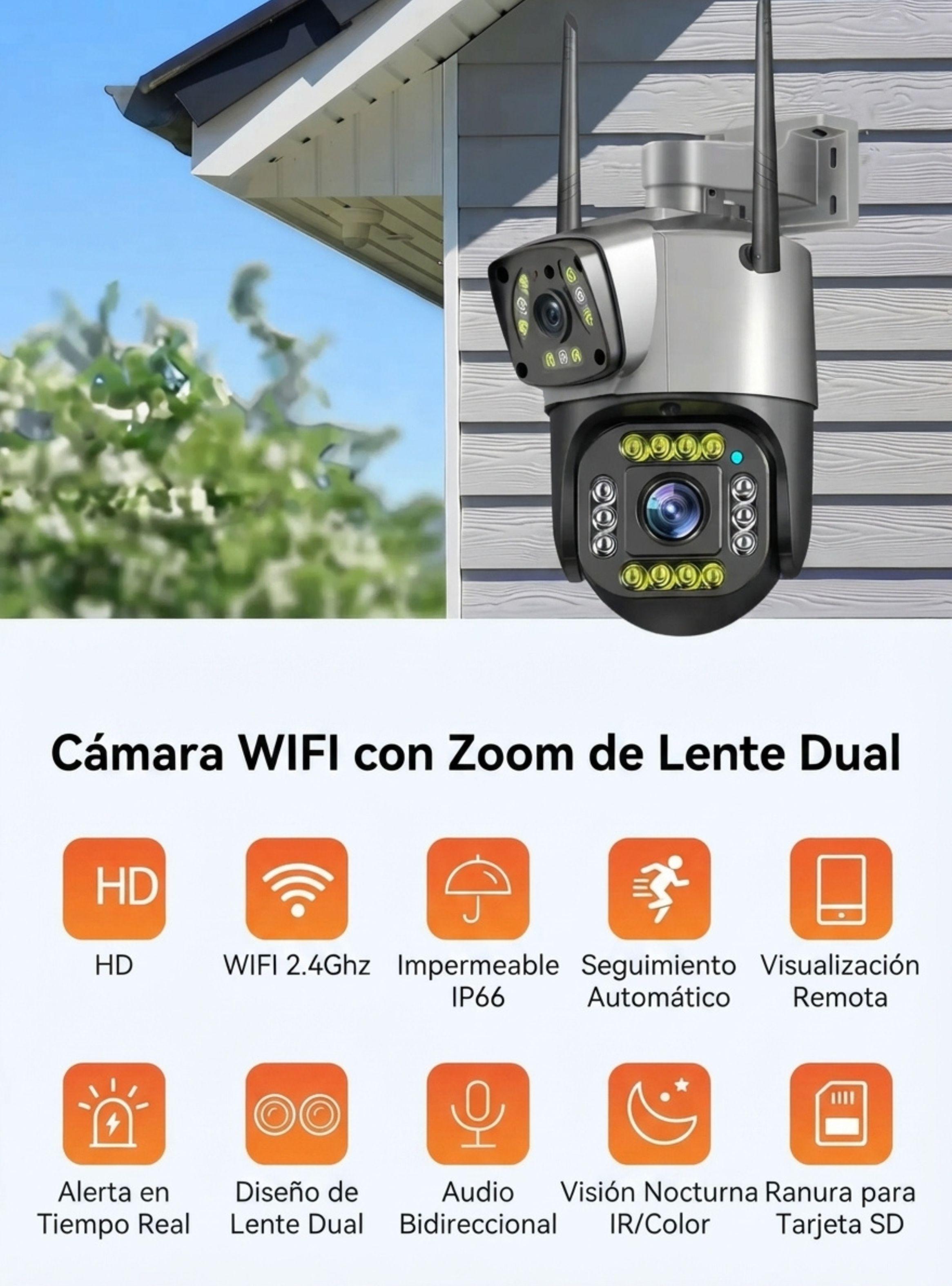 Cámara Seguridad Exterior Doble Lente Wifi IP PTZ 4MP 355° Full Color-2