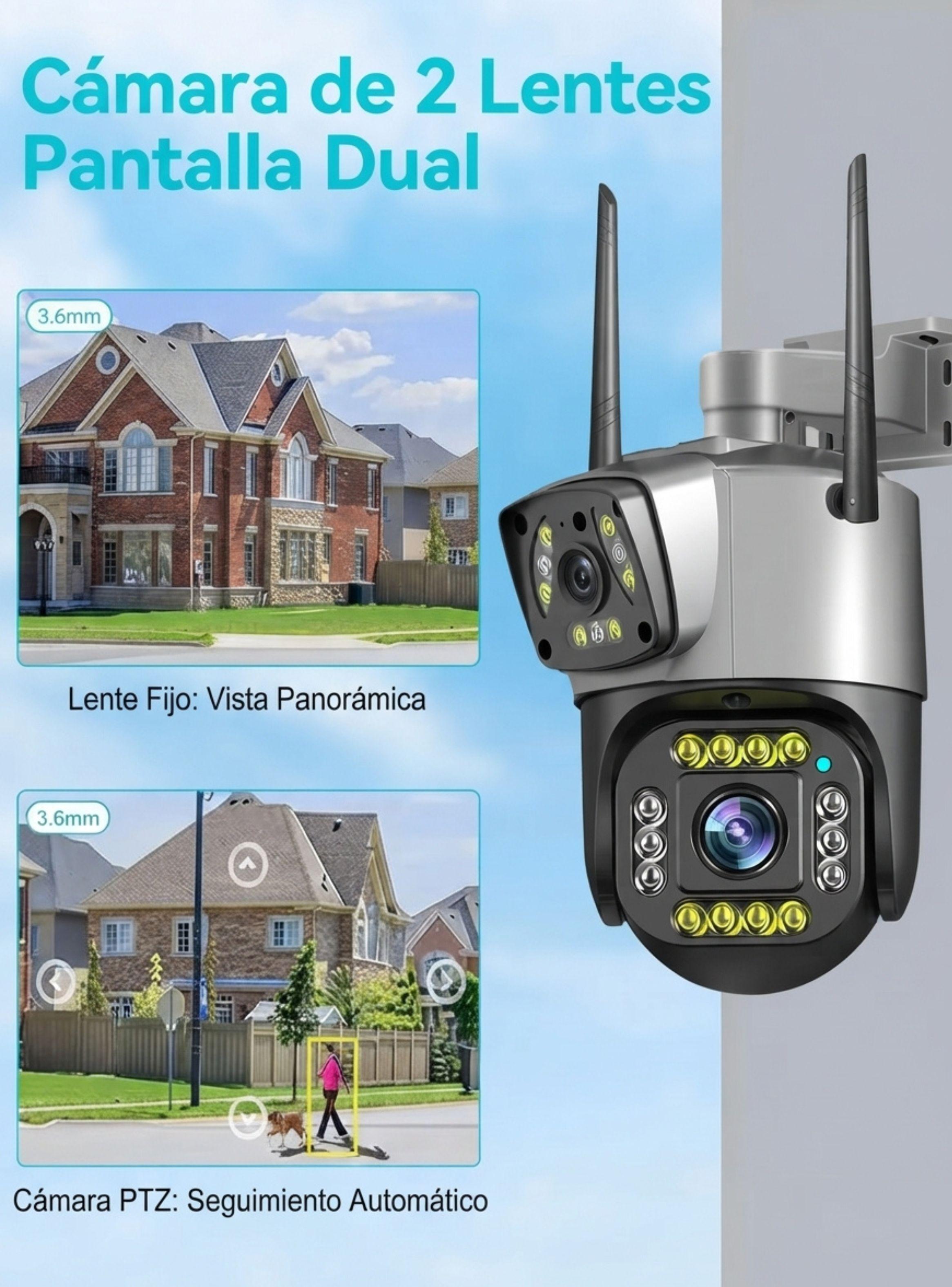 Cámara Seguridad Exterior Doble Lente Wifi IP PTZ 4MP 355° Full Color-3
