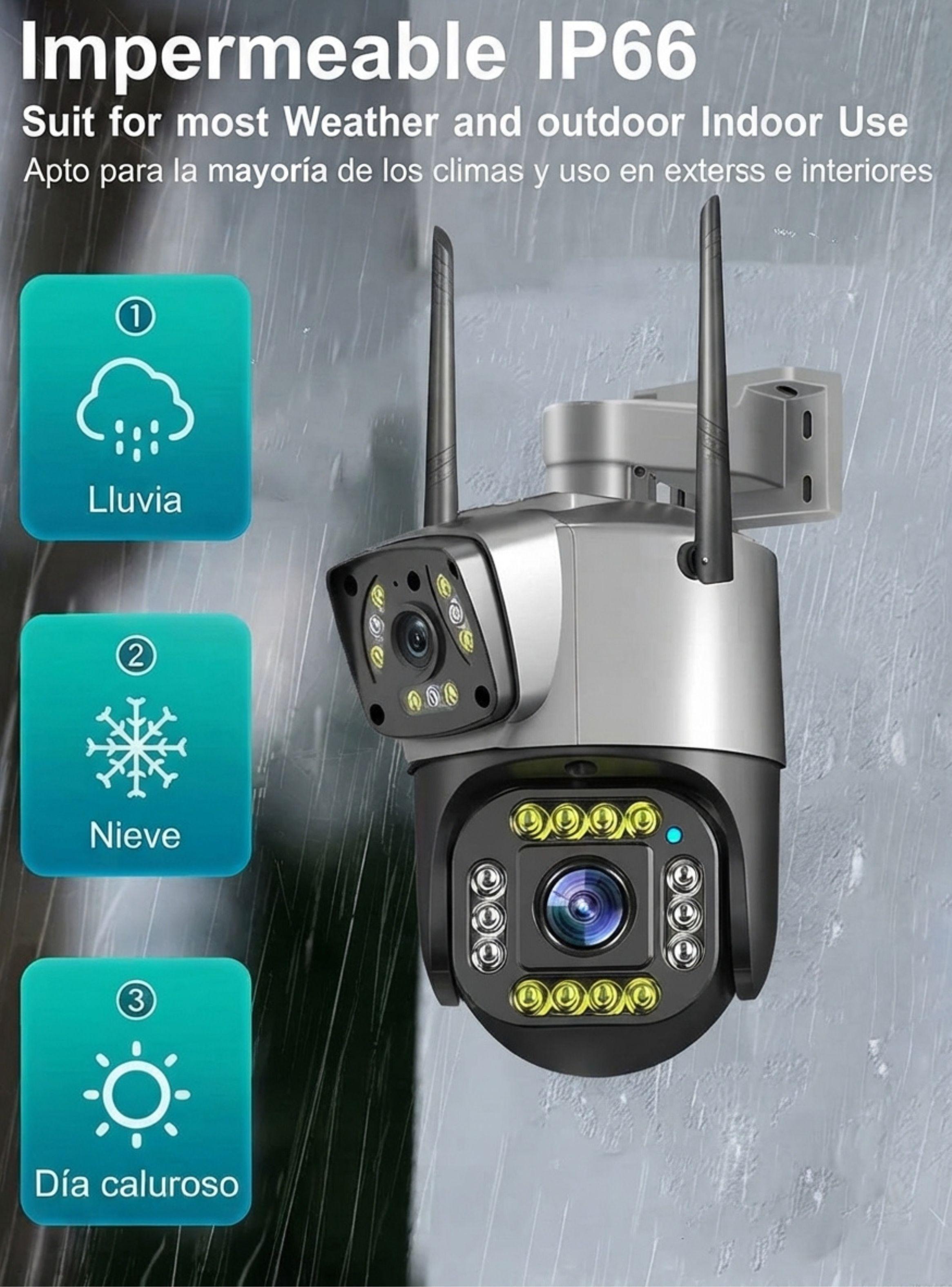 Cámara Seguridad Exterior Doble Lente Wifi IP PTZ 4MP 355° Full Color-5