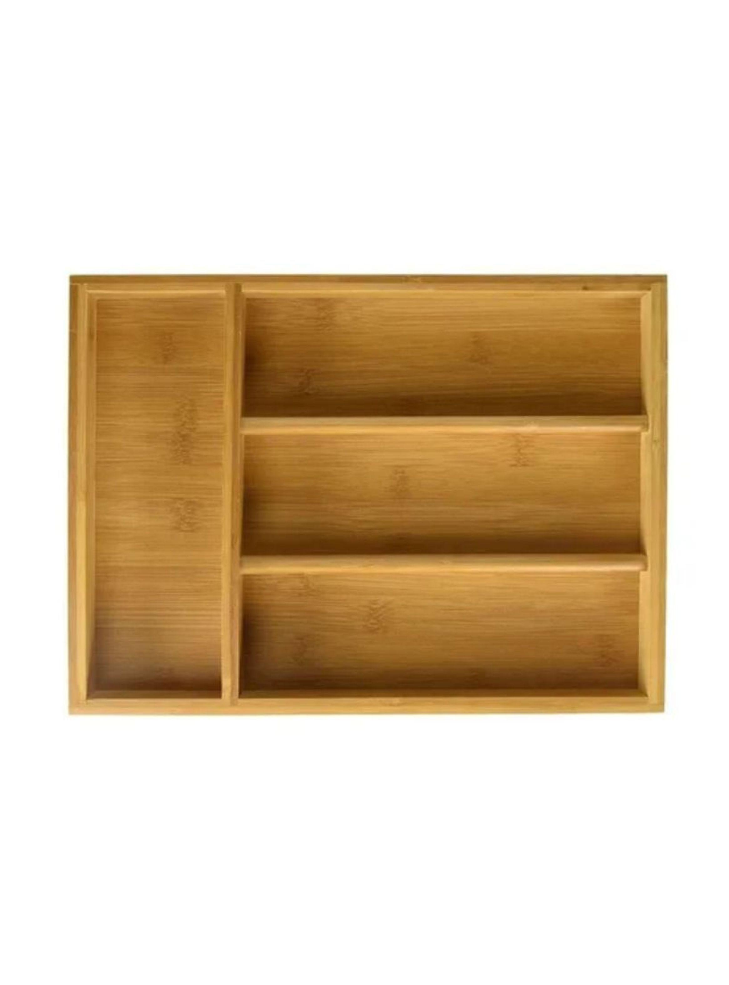 Organizador De Cubiertos Multiusos Cubiertero De Bambú-0