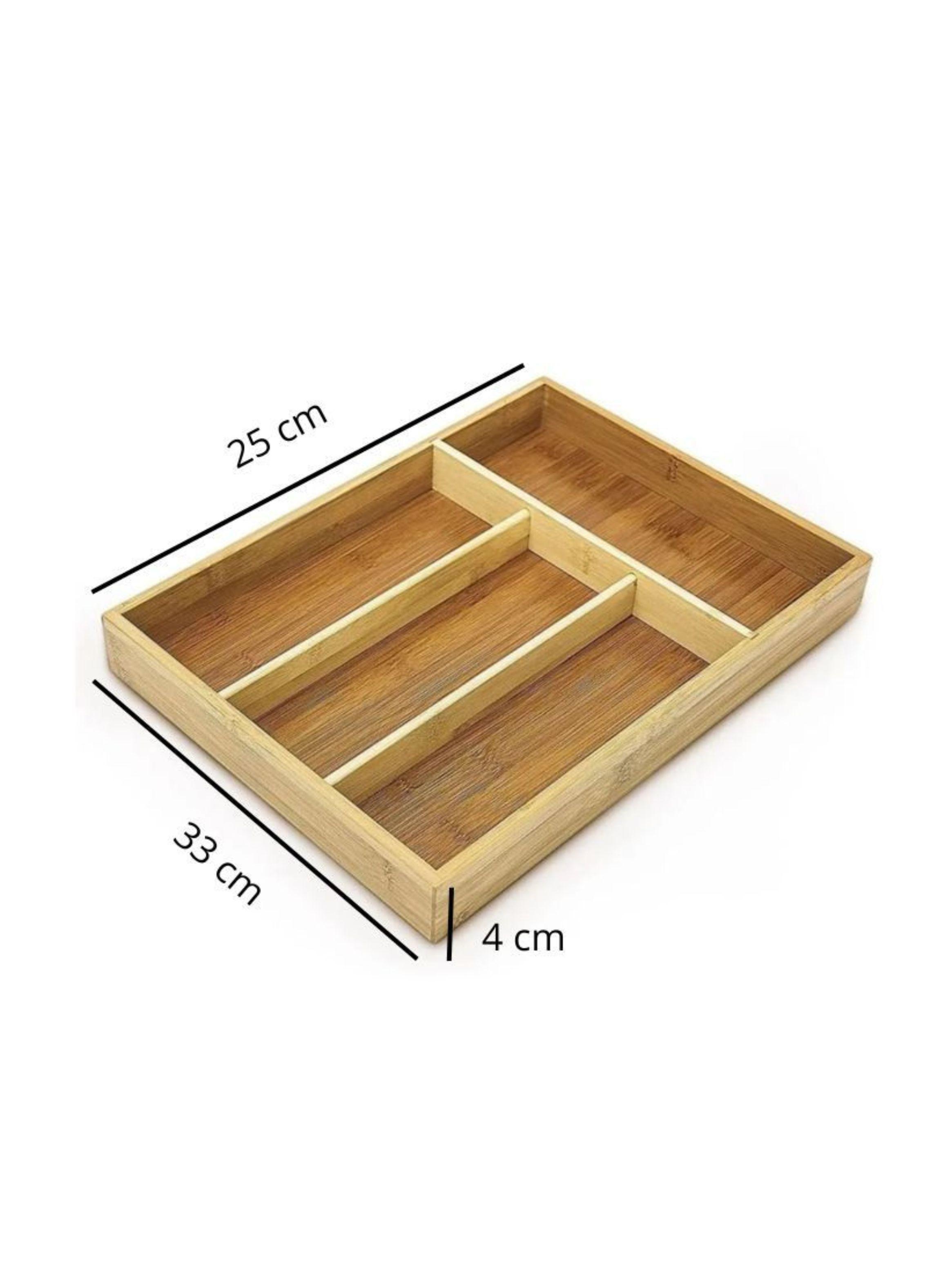 Organizador De Cubiertos Multiusos Cubiertero De Bambú-1