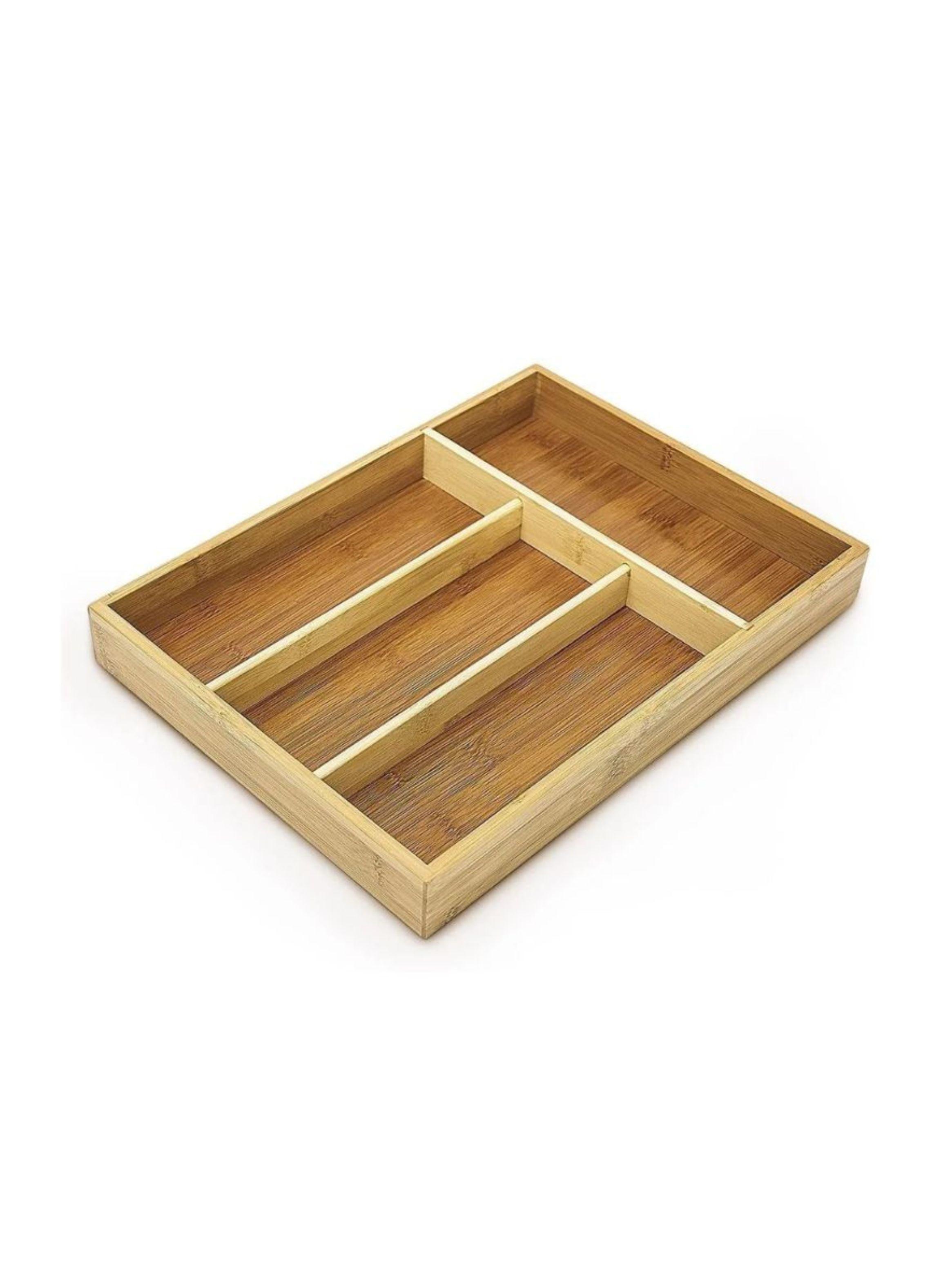 Organizador De Cubiertos Multiusos Cubiertero De Bambú-2