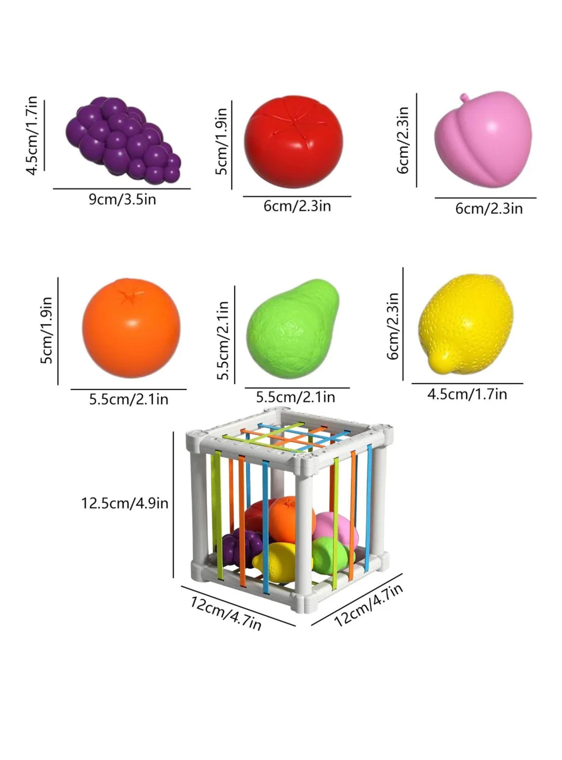 Cubo Didáctico Sensorial de Frutas con Cuerdas Elásticas-1