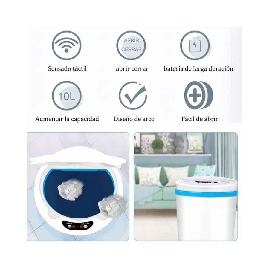 Papelera Inteligente Sin Contacto Sensor Autom tico Pl stico 10 Litros Blanca-1