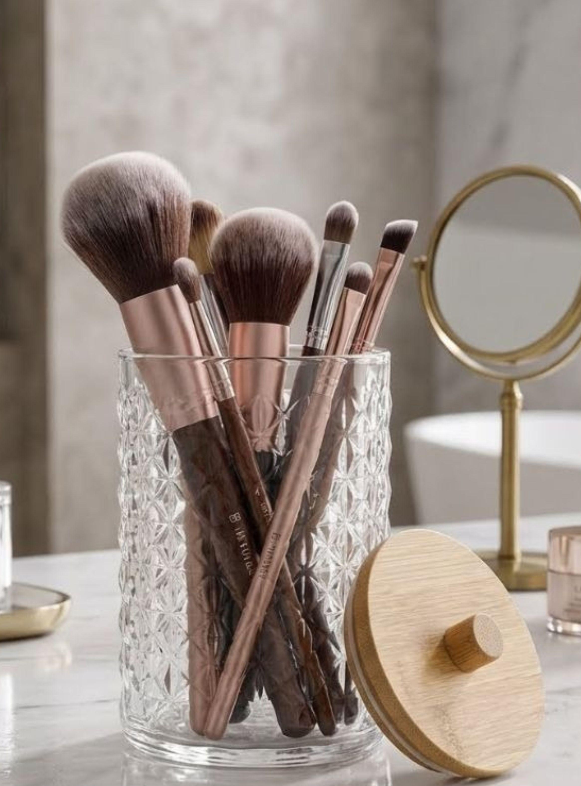 Organizador Cosméticos Acrílico Transparente Tapa Cilíndrico Rombos-2