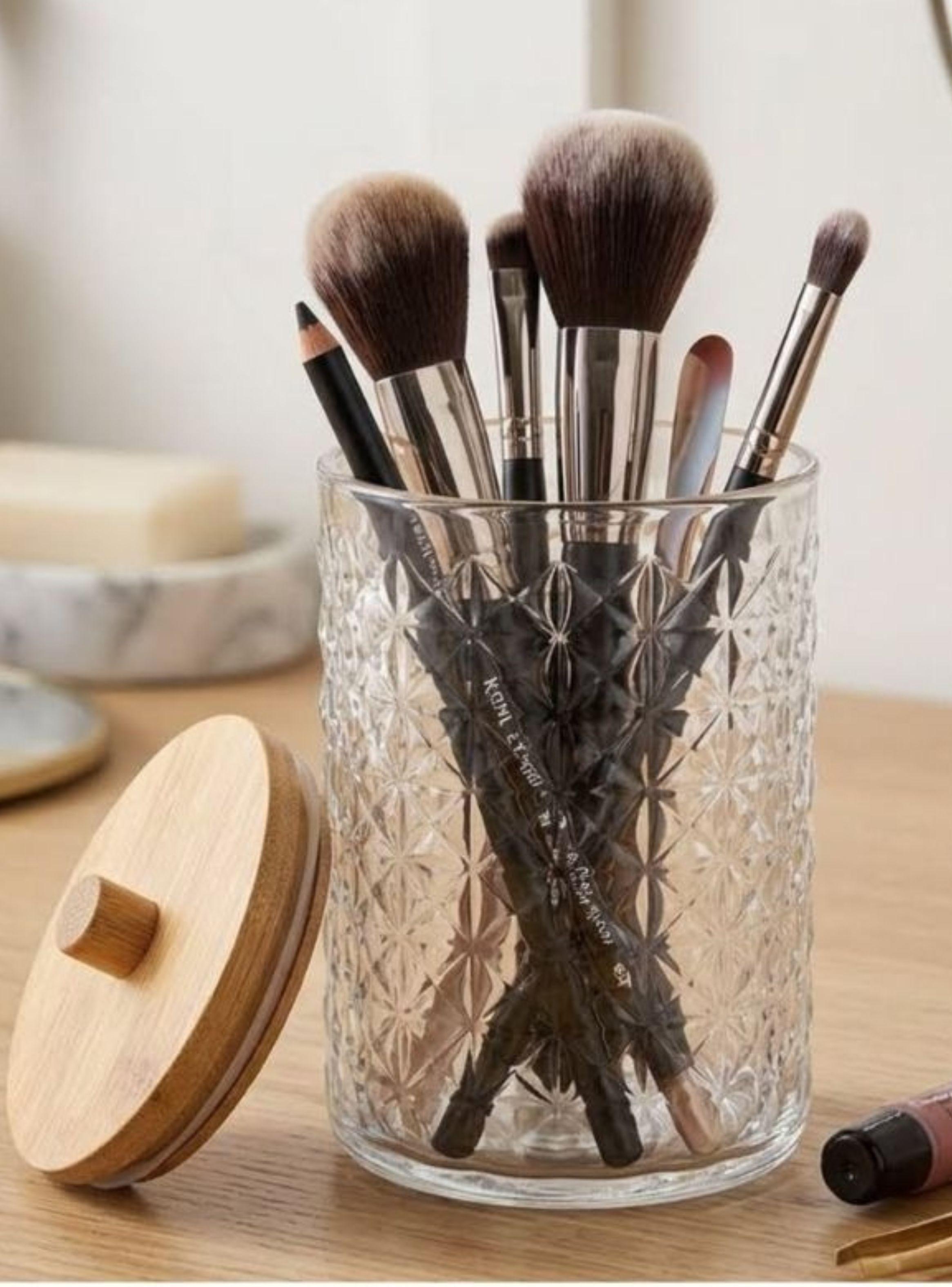 Organizador Cosméticos Acrílico Transparente Tapa Cilíndrico Rombos-3
