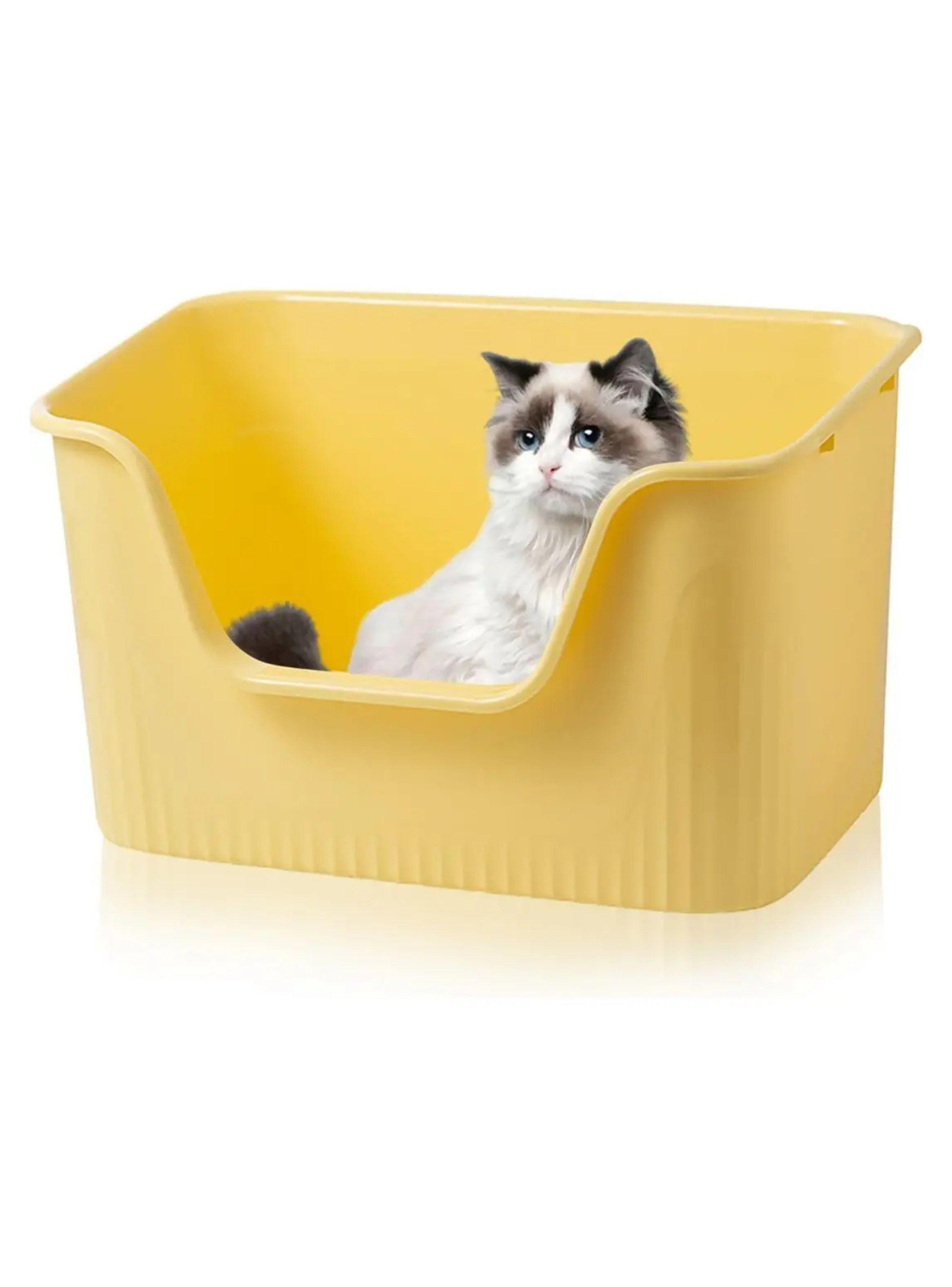 Arenero Gato Alto Anti Salpicaduras Con Pala Baño Mascota Mediano-2