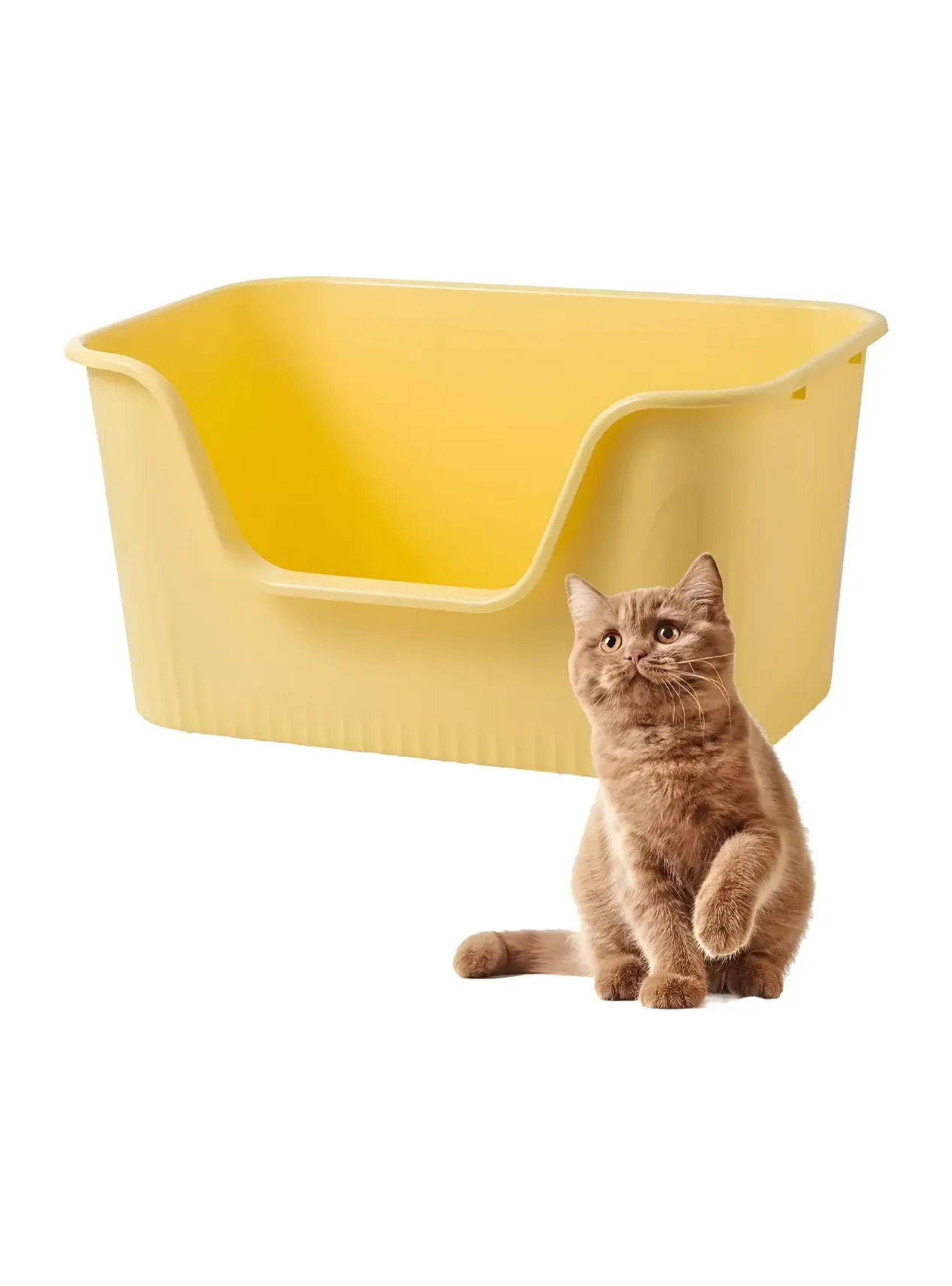Arenero Gato Alto Anti Salpicaduras Con Pala Baño Mascota Mediano-4
