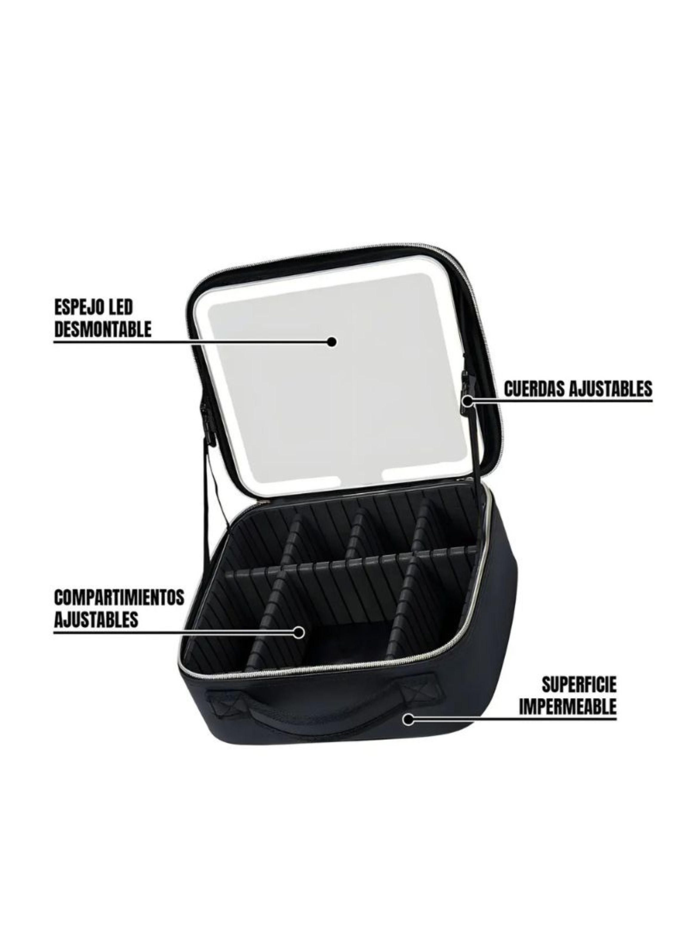 Maletin Maquillaje Con Espejo Organizador Led Portatil-4