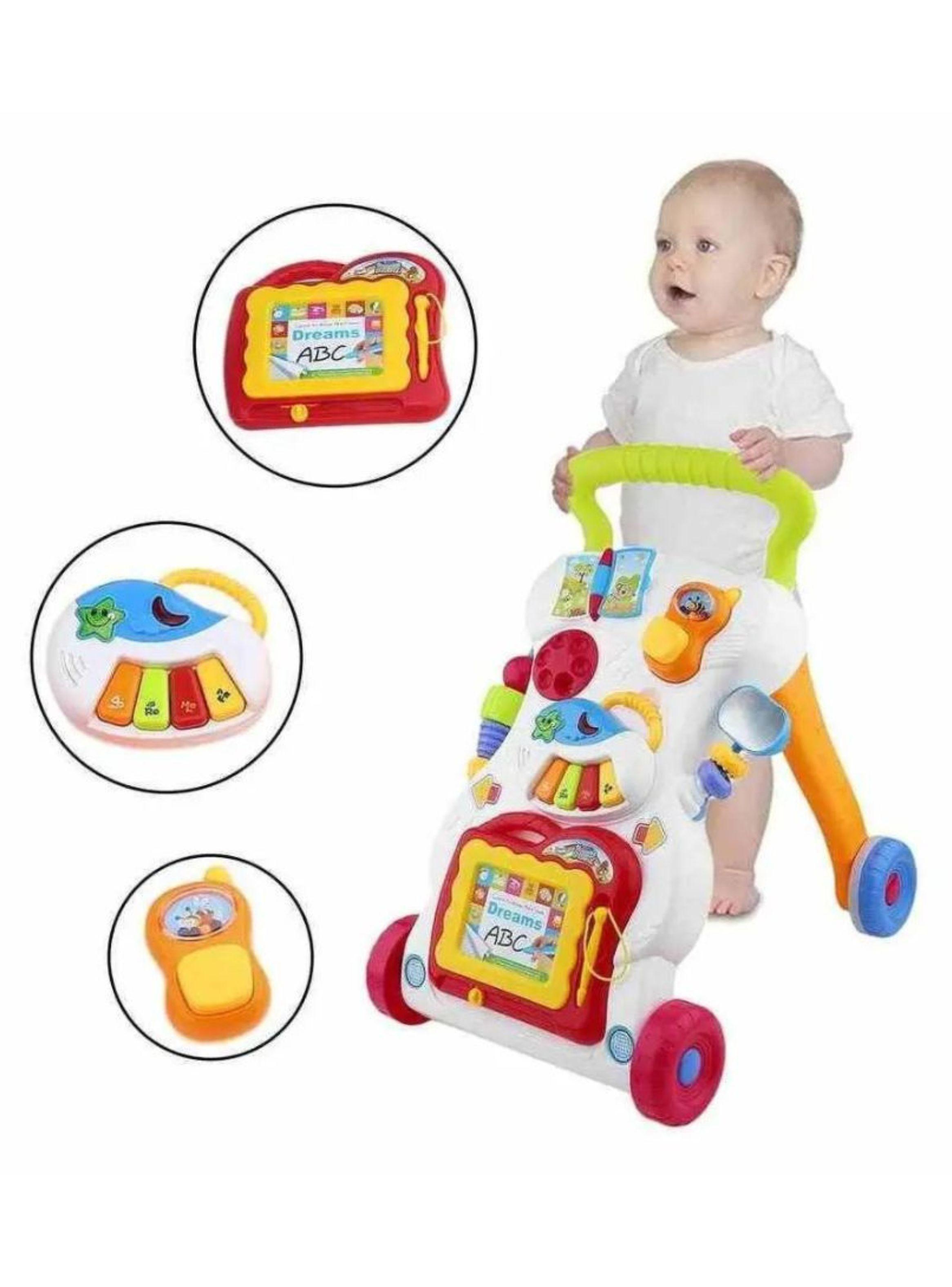 Andador Caminador Musical 2 en 1 Didáctico con Pizarra Mágica y Piano para Bebé-4