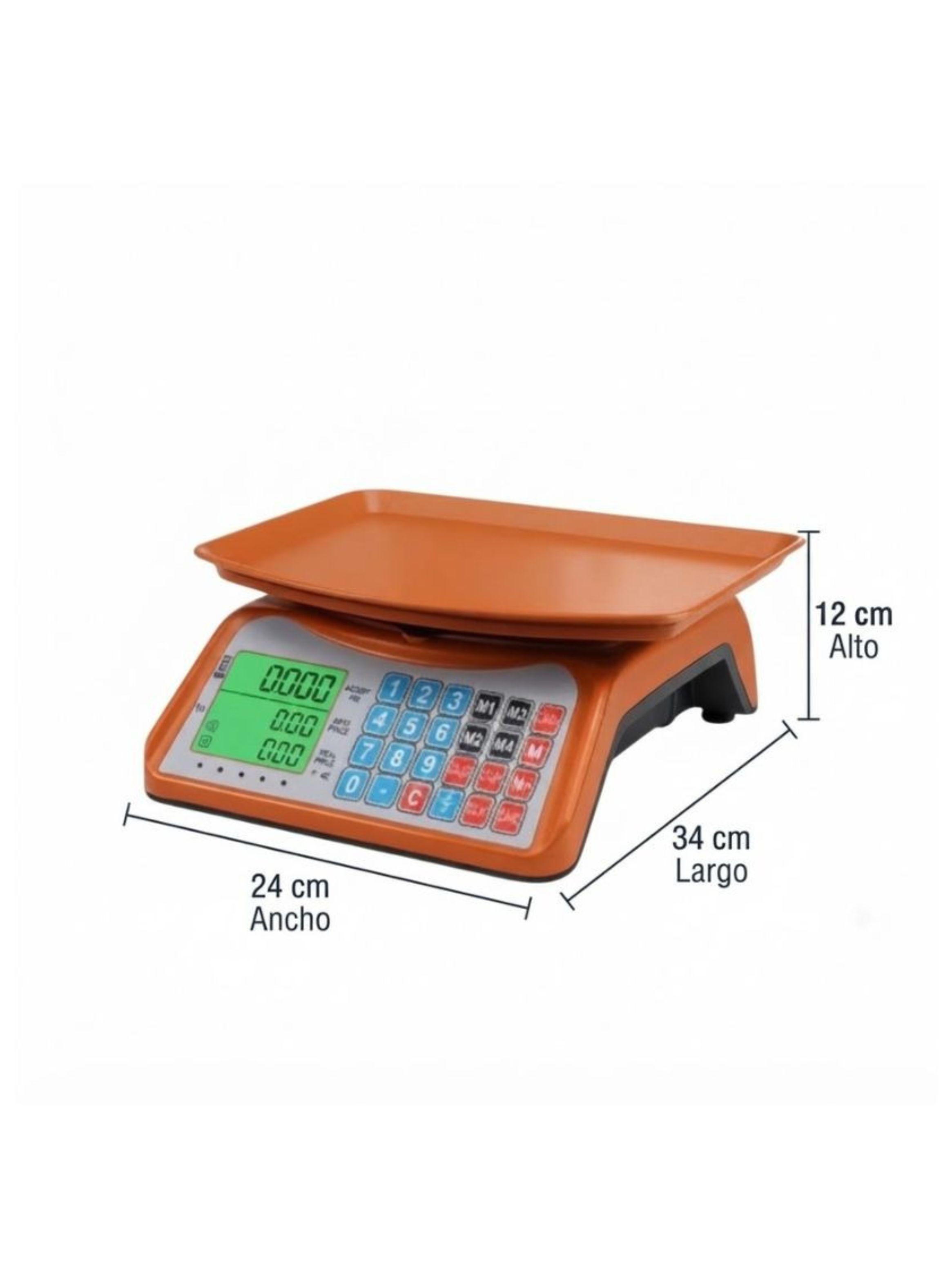  Balanza Digital Comercial 40kg Recargable Con Pantalla LCD Naranja-2