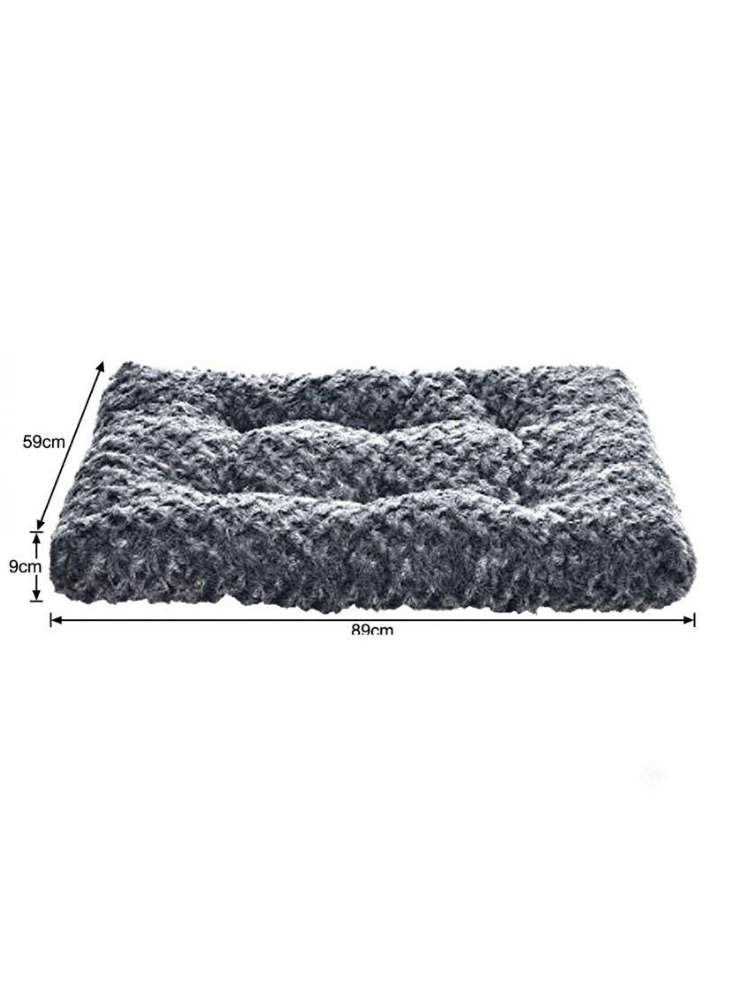 Cama Mascota Perro Gato Peluche Suave Lavable Gris 89x59x9-2