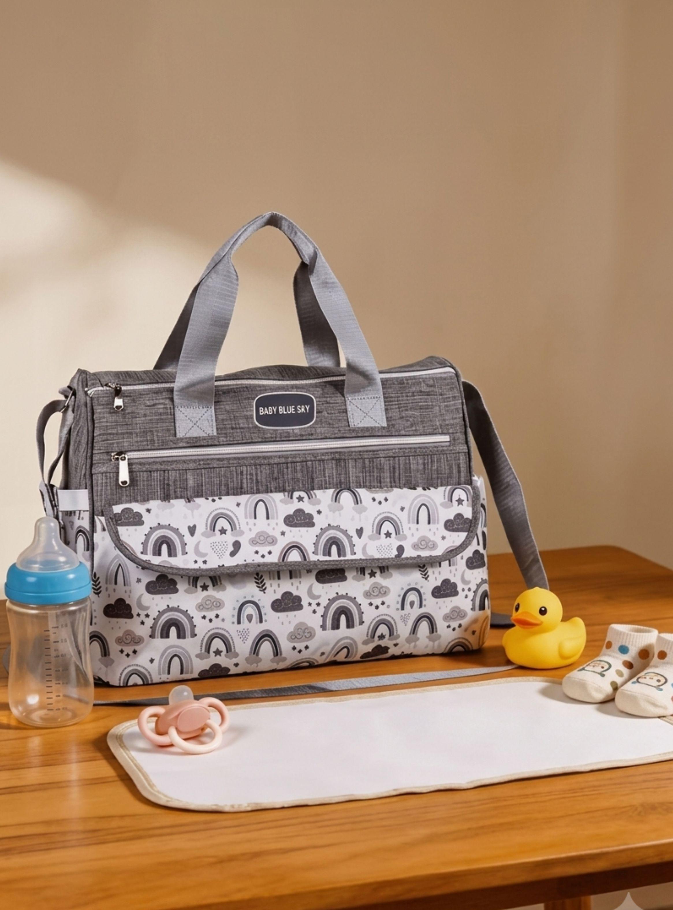Pañalera Bolso Multifuncional Organizador Gris-3