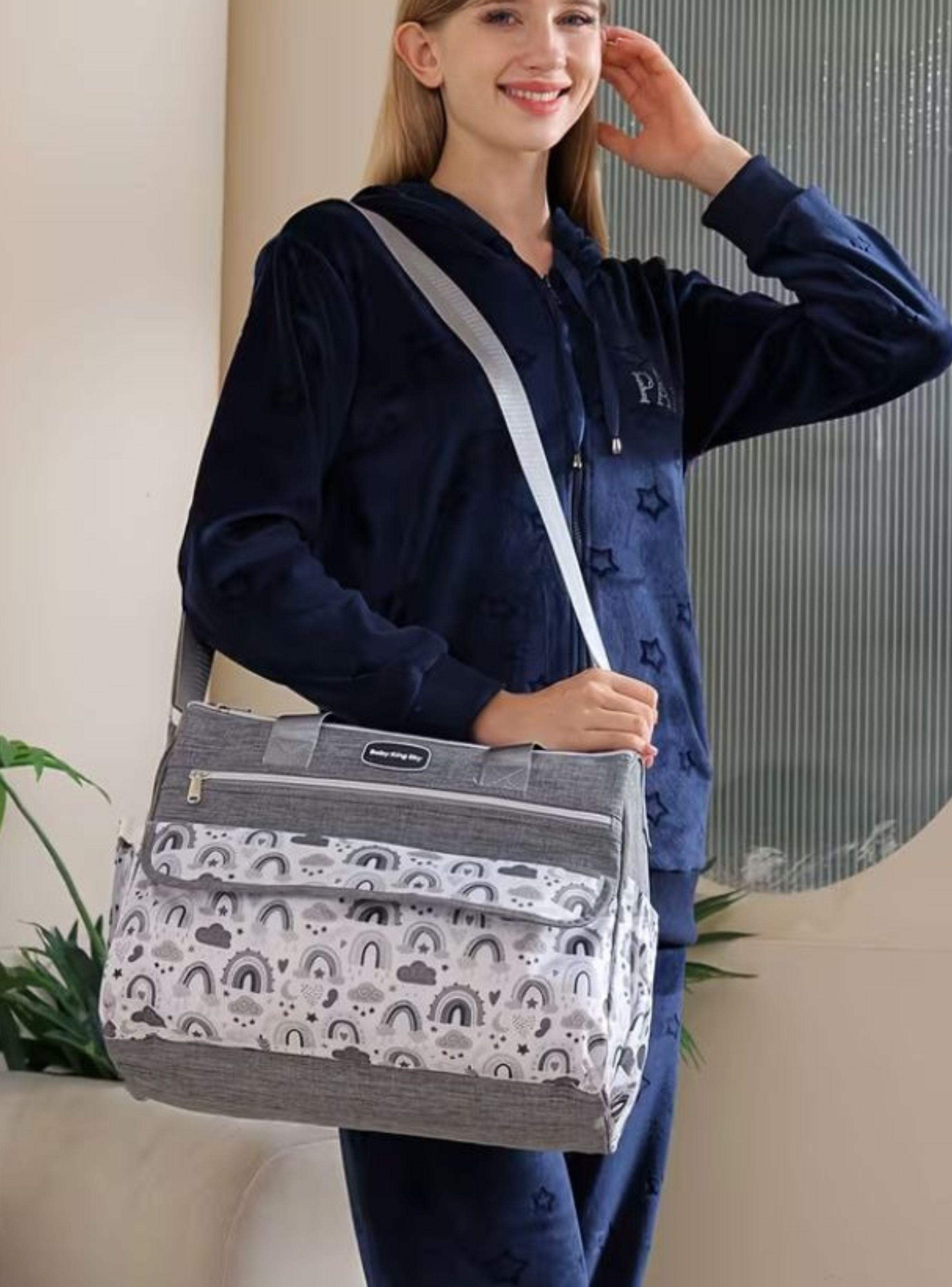 Pañalera Bolso Multifuncional Organizador Gris-4