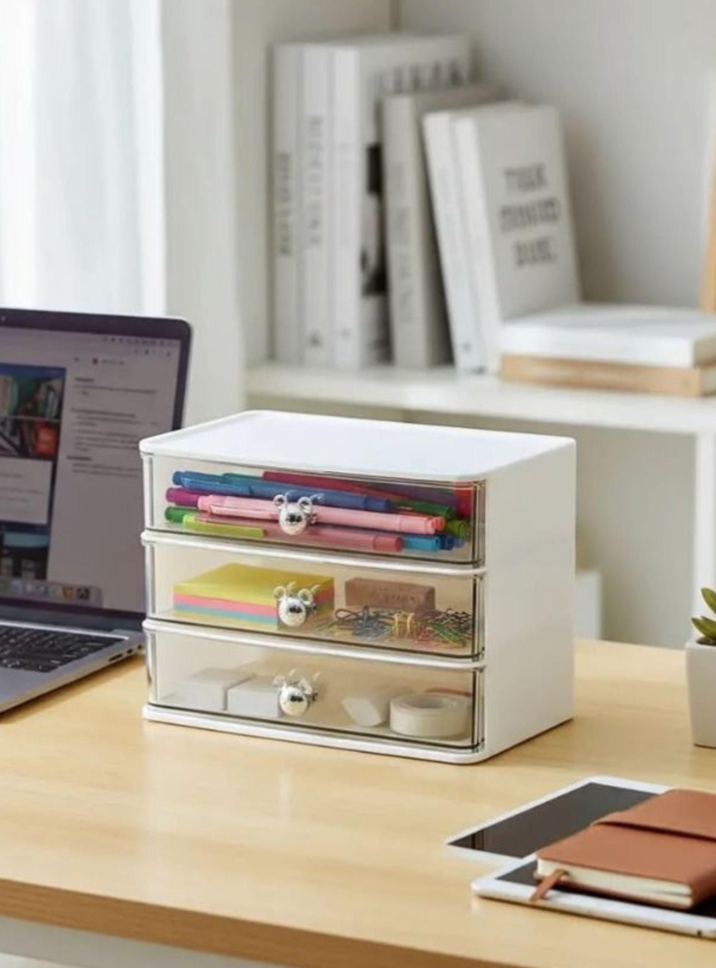  Organizador 3 Cajones Transparente Escritorio Maquillaje-2