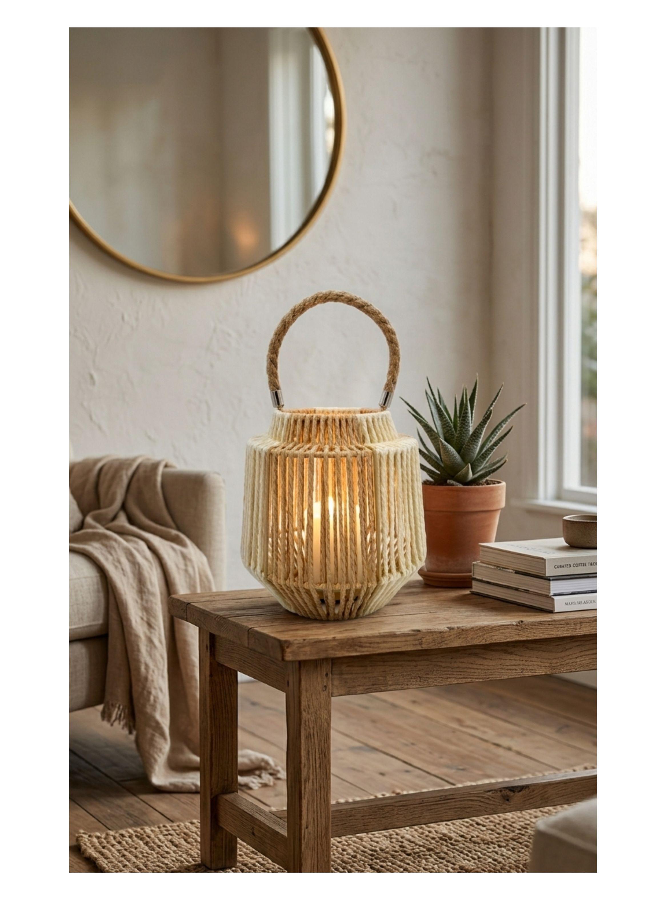 Farol Porta Vela Rustico Boho Decoracion Hogar Terraza-2